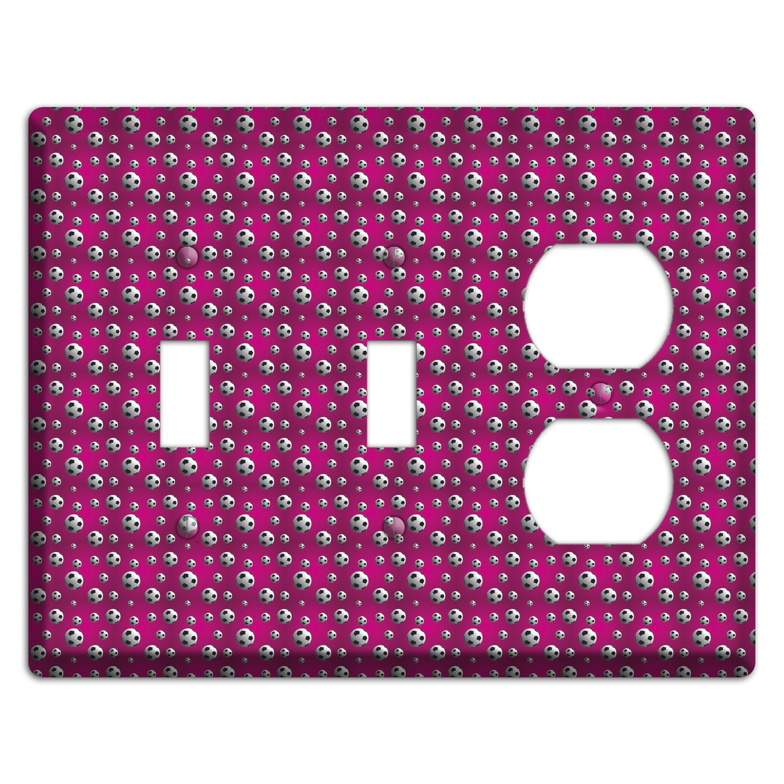 Fuschia with Soccer Balls 2 Toggle / Duplex Wallplate