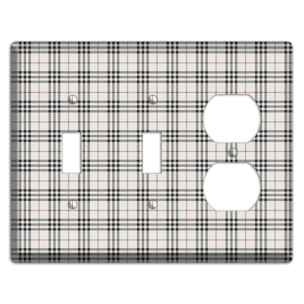 White and Black Plaid 2 Toggle / Duplex Wallplate