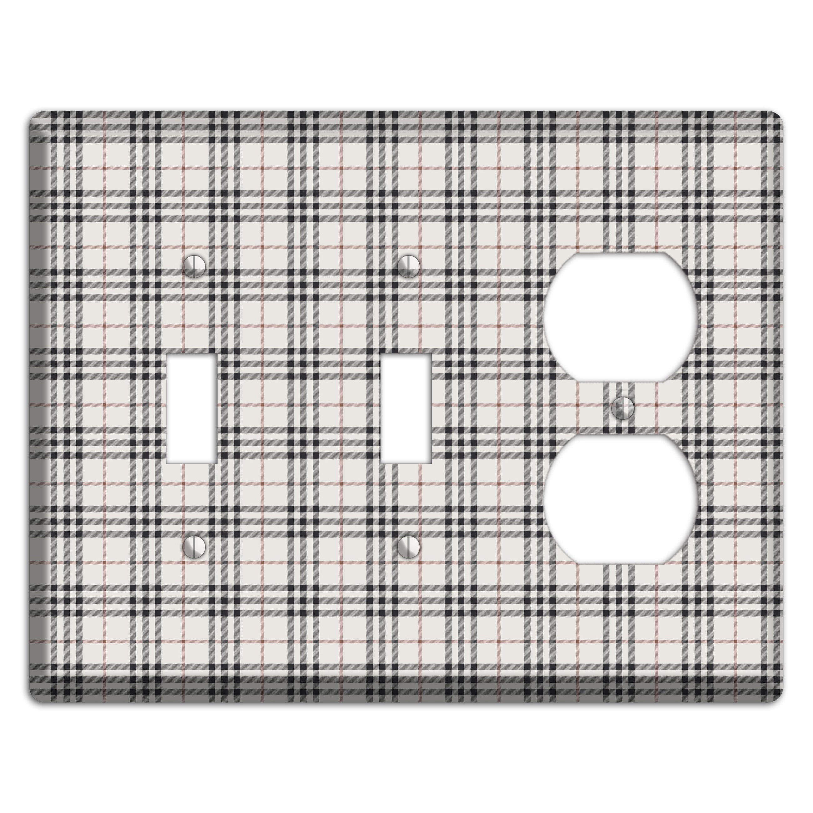 White and Black Plaid 2 Toggle / Duplex Wallplate