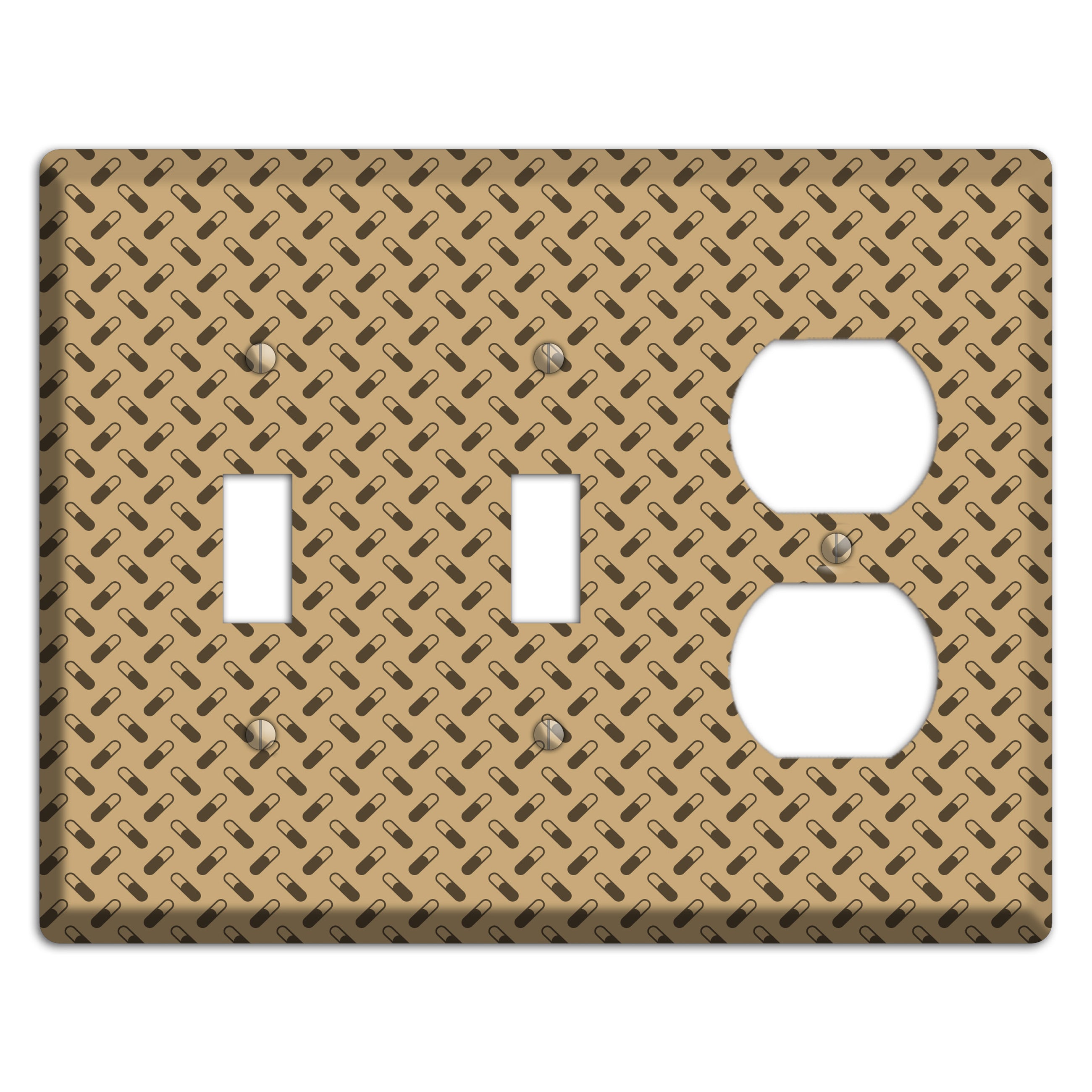 Beige with Brown Motif 2 Toggle / Duplex Wallplate