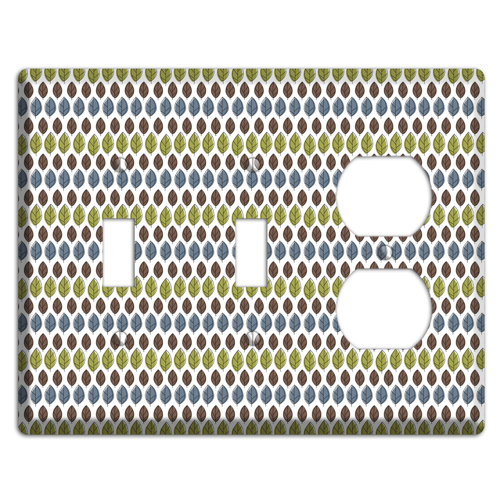Sage Brown Dusty Blue Leaf Contour 2 Toggle / Duplex Wallplate