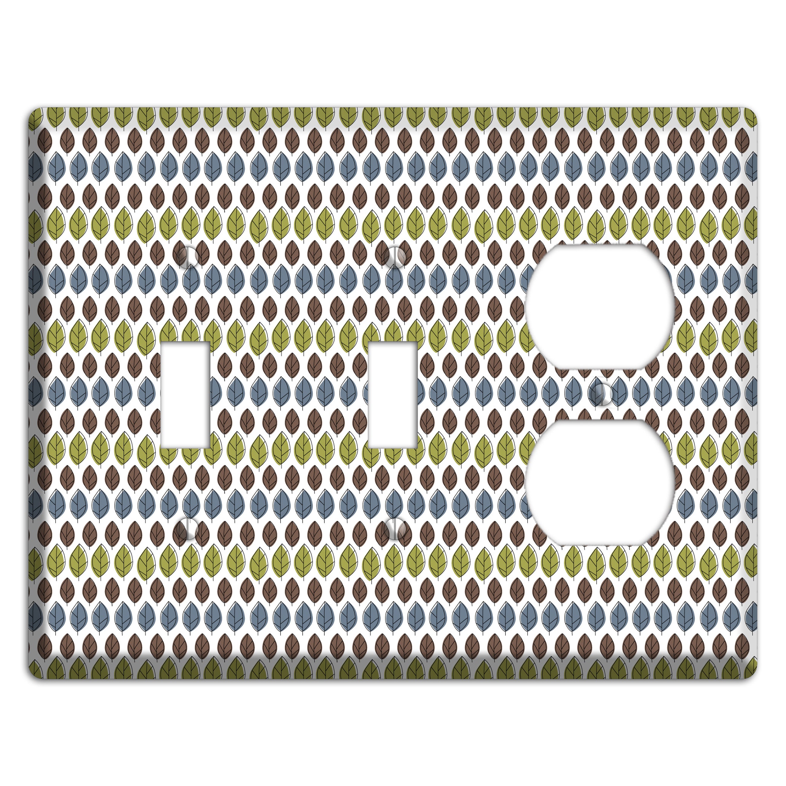 Sage Brown Dusty Blue Leaf Contour 2 Toggle / Duplex Wallplate