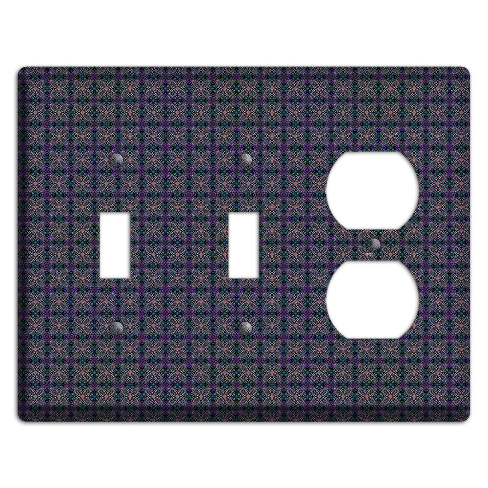 Purple and Green Tiled Floral Foulard 2 Toggle / Duplex Wallplate
