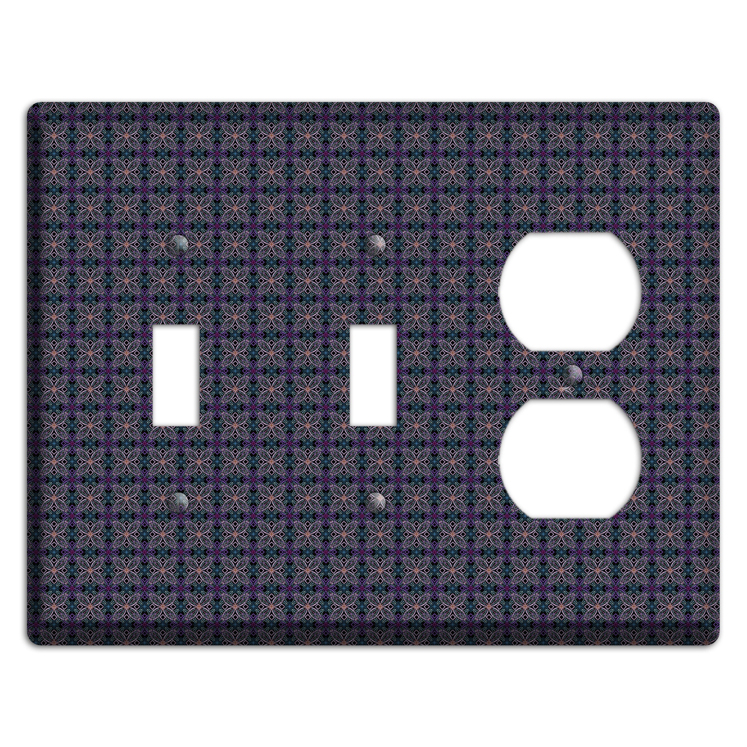 Purple and Green Tiled Floral Foulard 2 Toggle / Duplex Wallplate