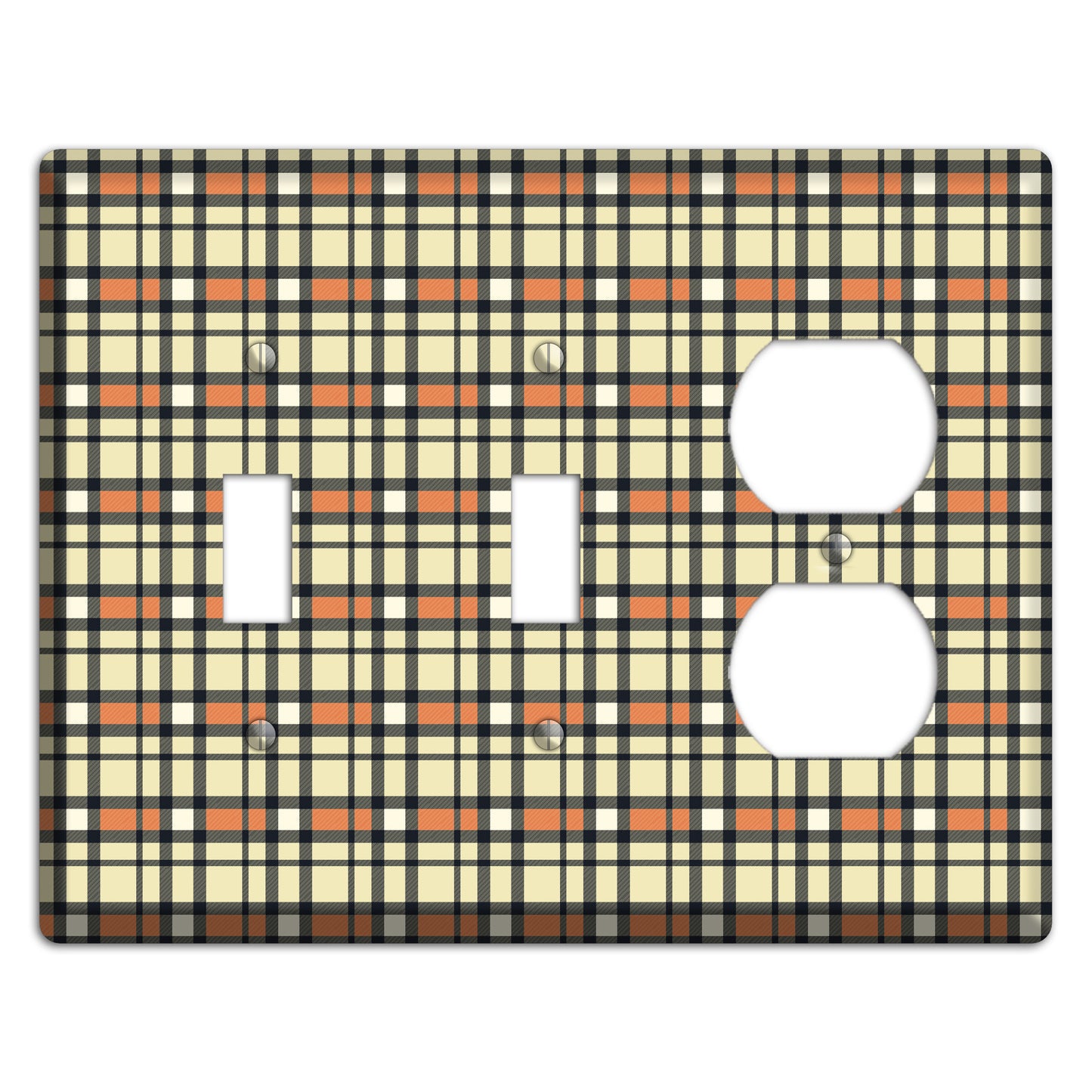 Beige and Brown Plaid 2 Toggle / Duplex Wallplate