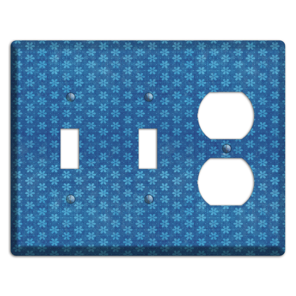Blue Grunge Floral Contour 2 Toggle / Duplex Wallplate