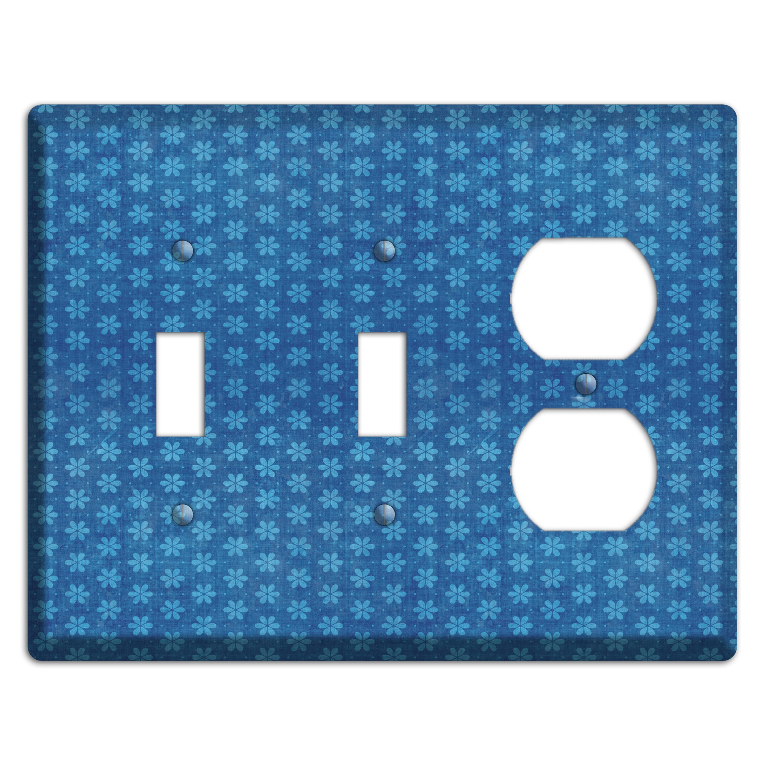 Blue Grunge Floral Contour 2 Toggle / Duplex Wallplate