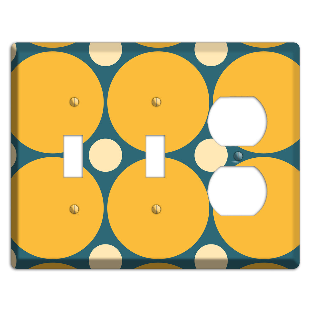 Jade with Mustard and Beige Multi Tiled Large Dots 2 Toggle / Duplex Wallplate