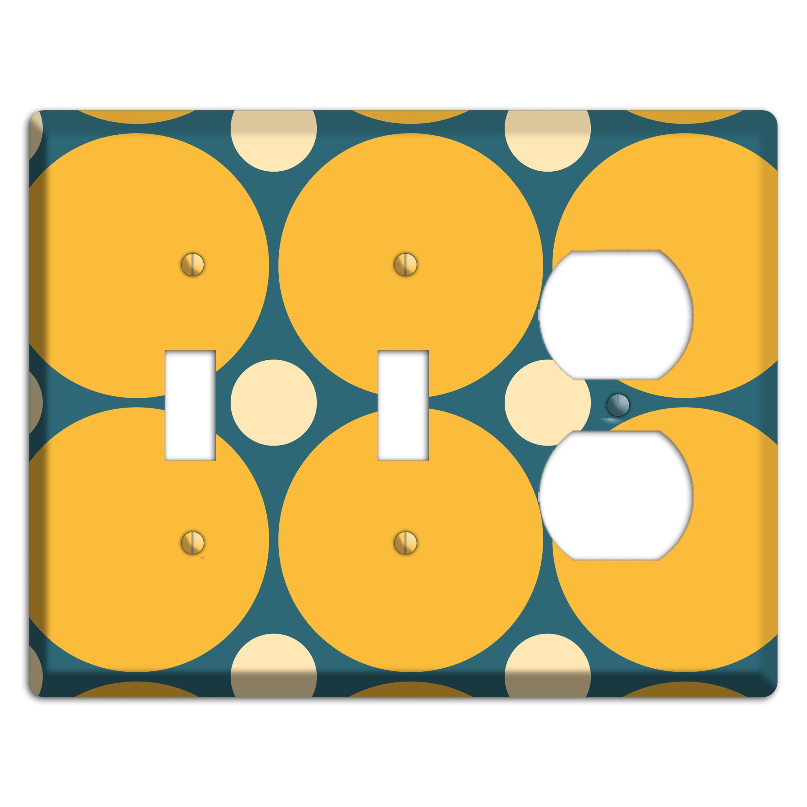 Jade with Mustard and Beige Multi Tiled Large Dots 2 Toggle / Duplex Wallplate