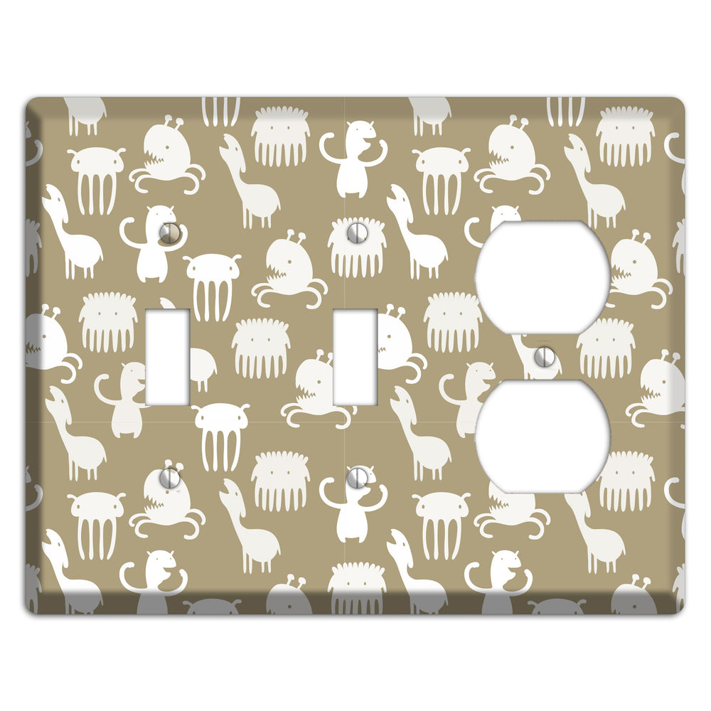 Sily Monsters Brown and White 2 Toggle / Duplex Wallplate