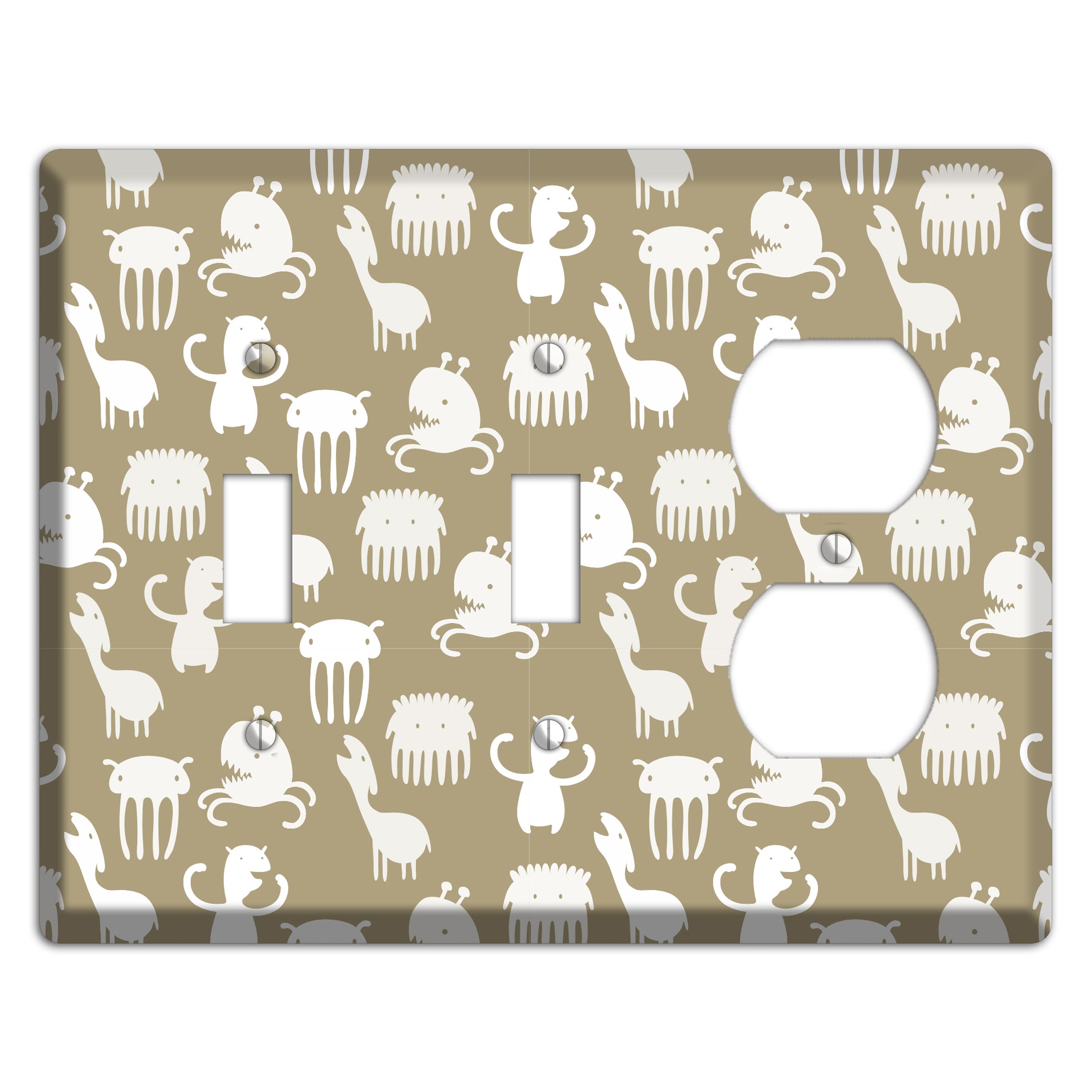 Sily Monsters Brown and White 2 Toggle / Duplex Wallplate
