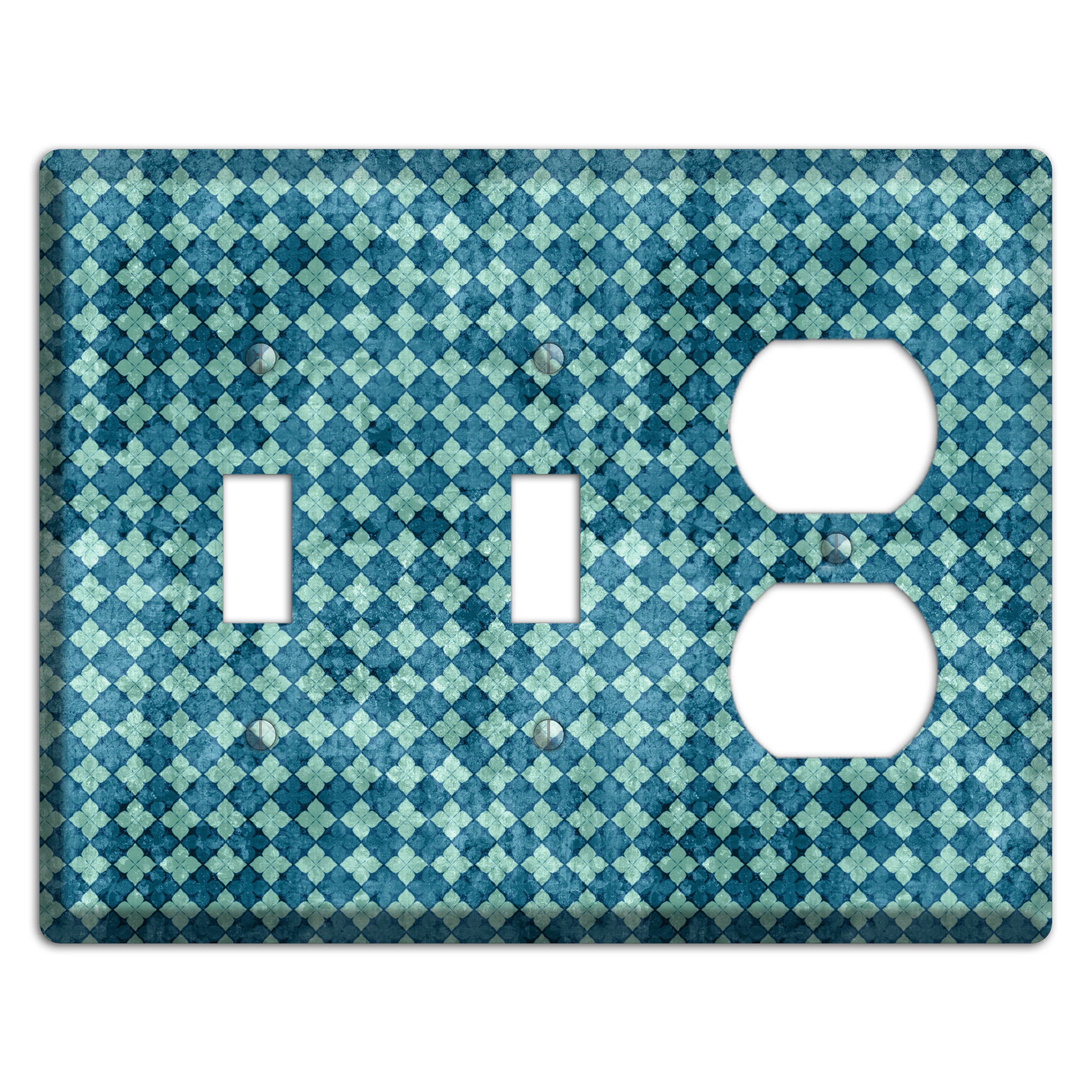 Turquoise Grunge Diamond 2 2 Toggle / Duplex Wallplate