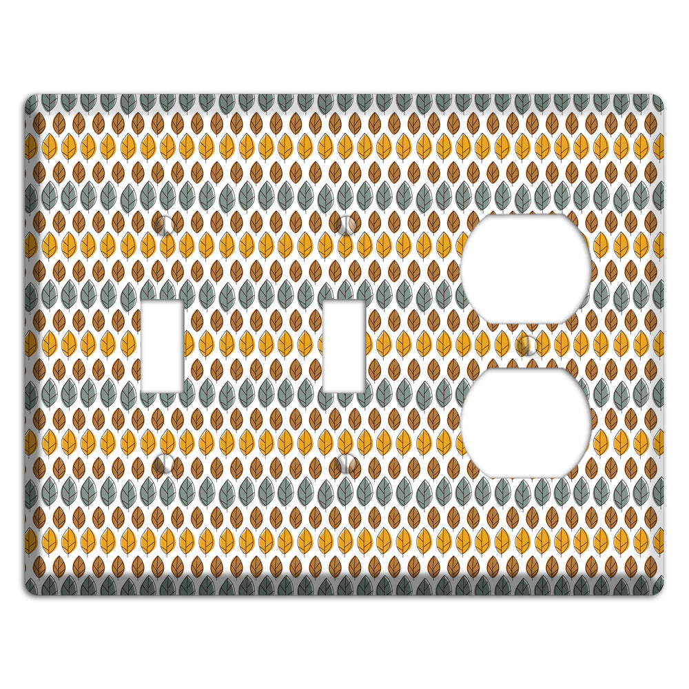 Grey Umber Mustard Dusty Blue Leaf Contour 2 Toggle / Duplex Wallplate