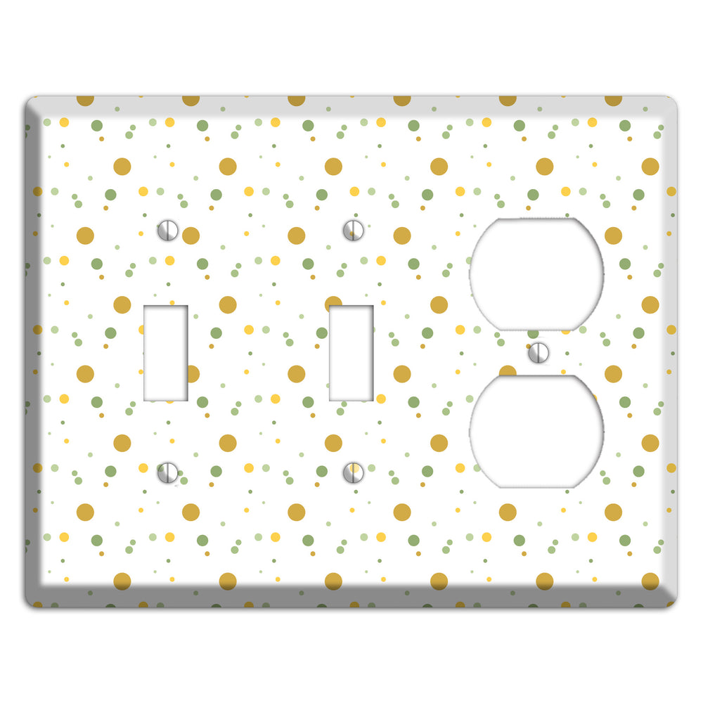 White with Multi Olive Tiny Dots 2 Toggle / Duplex Wallplate