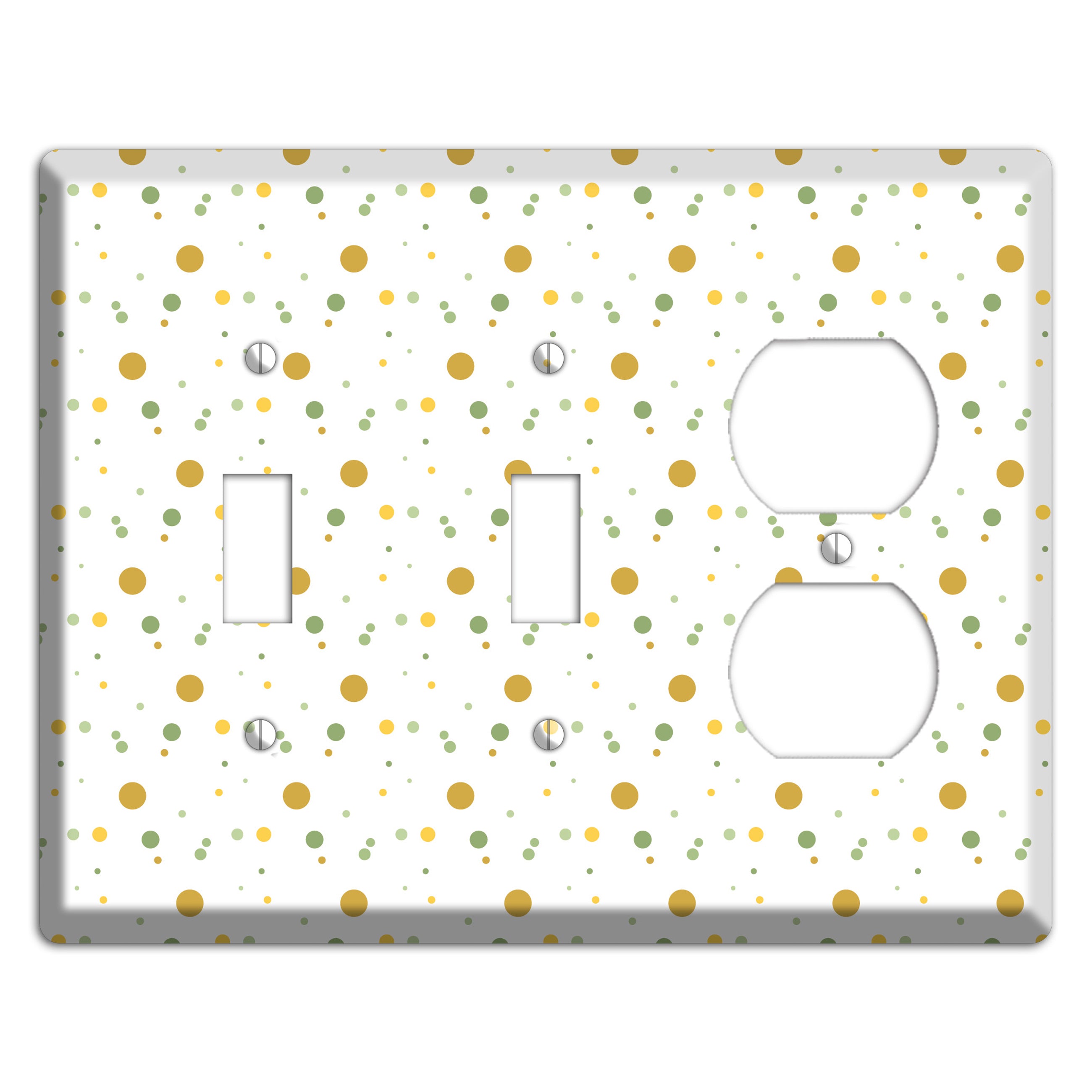 White with Multi Olive Tiny Dots 2 Toggle / Duplex Wallplate