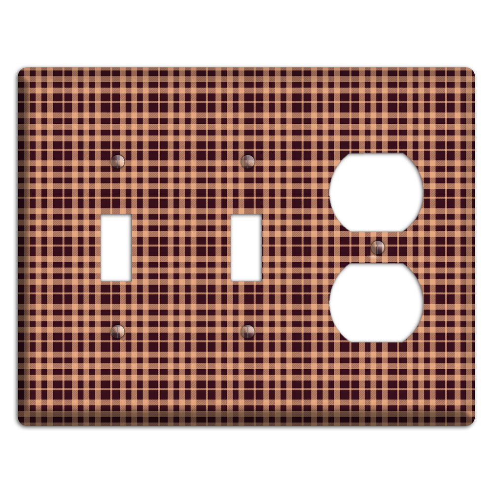 Beige and Black Plaid 2 Toggle / Duplex Wallplate