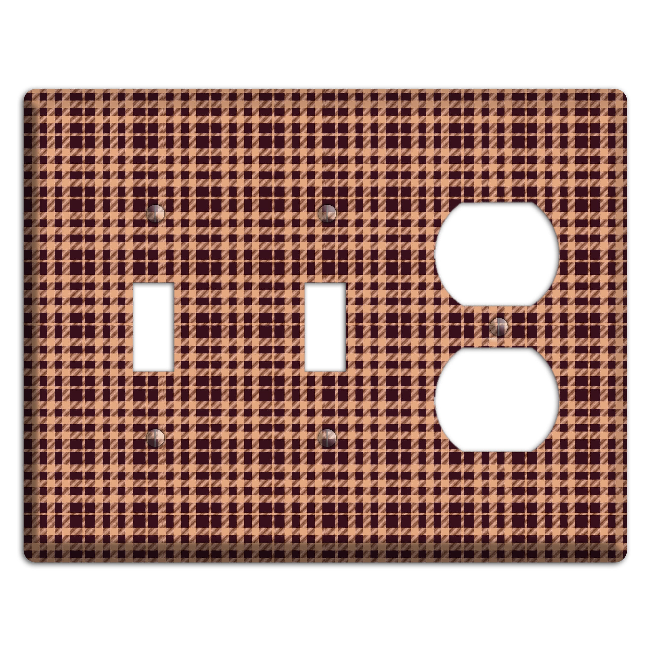 Beige and Black Plaid 2 Toggle / Duplex Wallplate