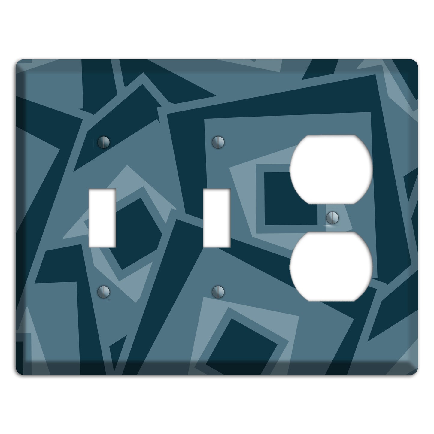 Blue-grey Retro Cubist 2 Toggle / Duplex Wallplate