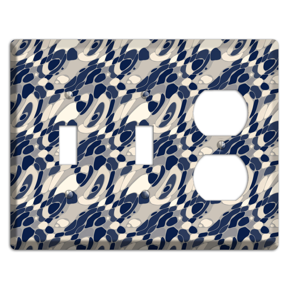 Blue and Beige Large Abstract 2 Toggle / Duplex Wallplate