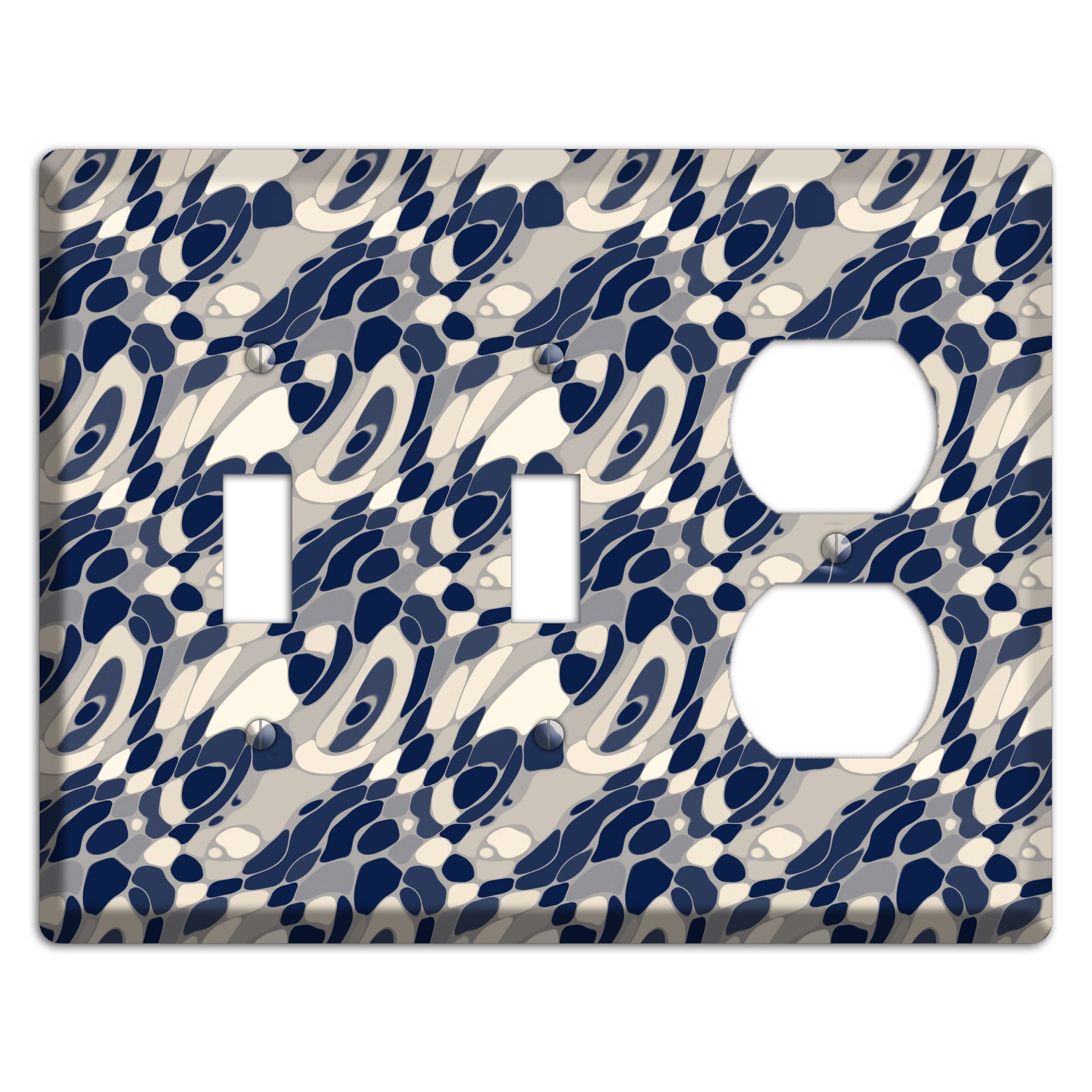 Blue and Beige Large Abstract 2 Toggle / Duplex Wallplate