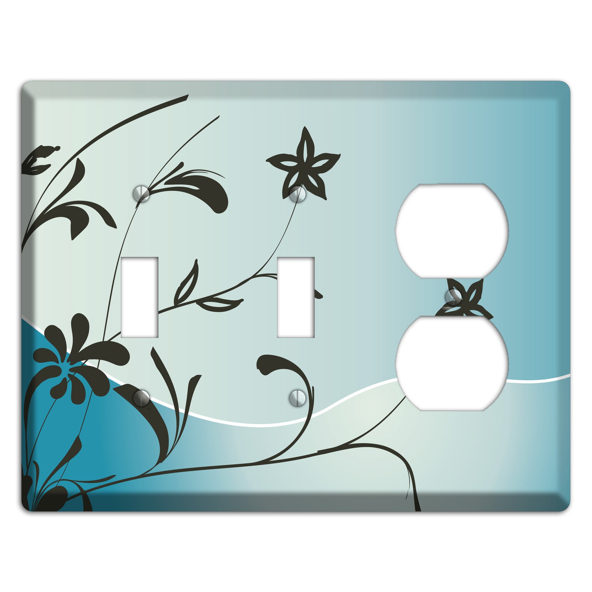 Blue-grey Floral Sprig 2 Toggle / Duplex Wallplate