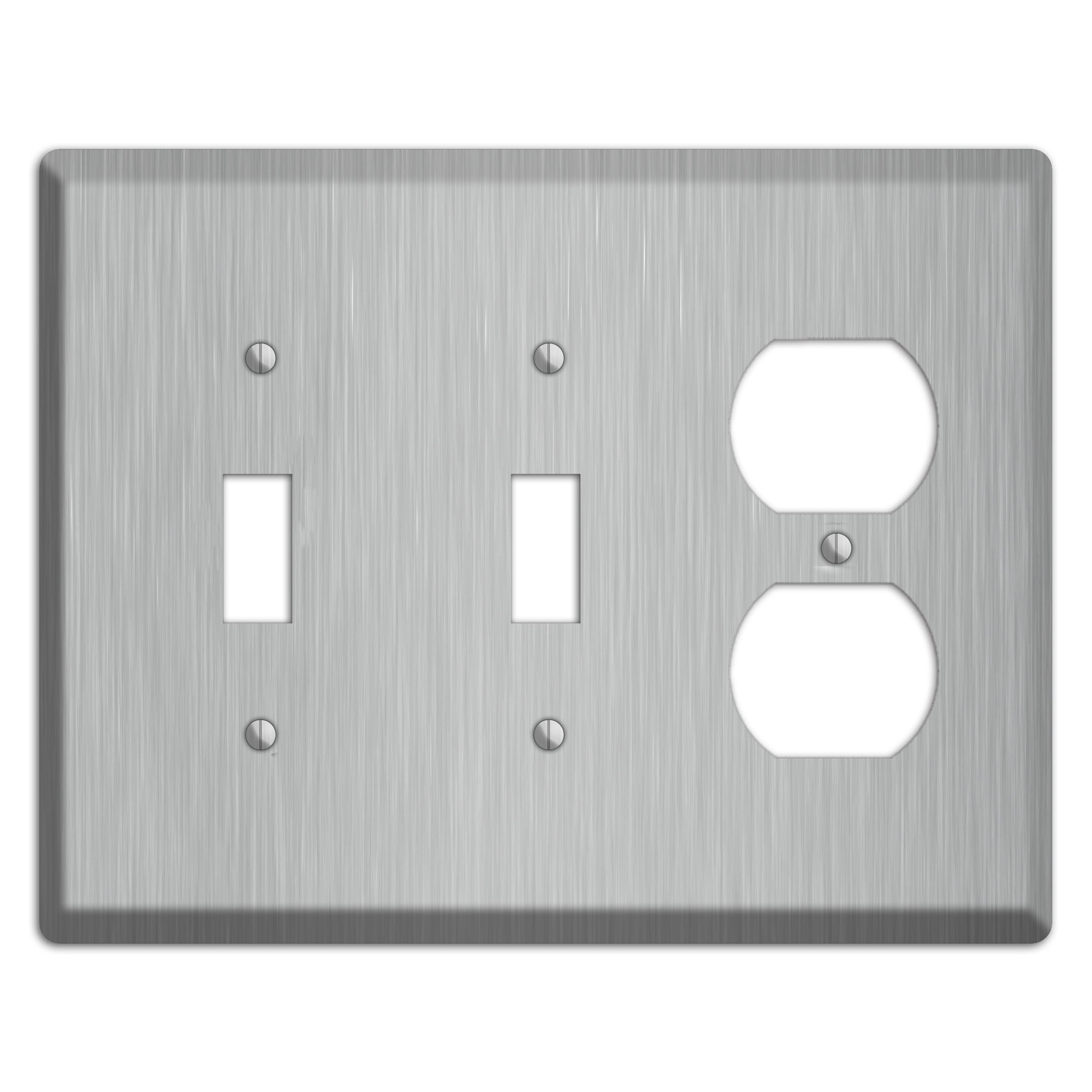 Brushed Stainless Steel 2 Toggle / Duplex Wallplate