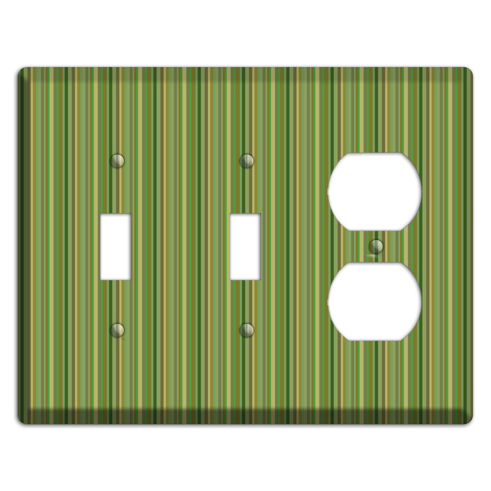 Multi Green Vertical Stripes 2 Toggle / Duplex Wallplate