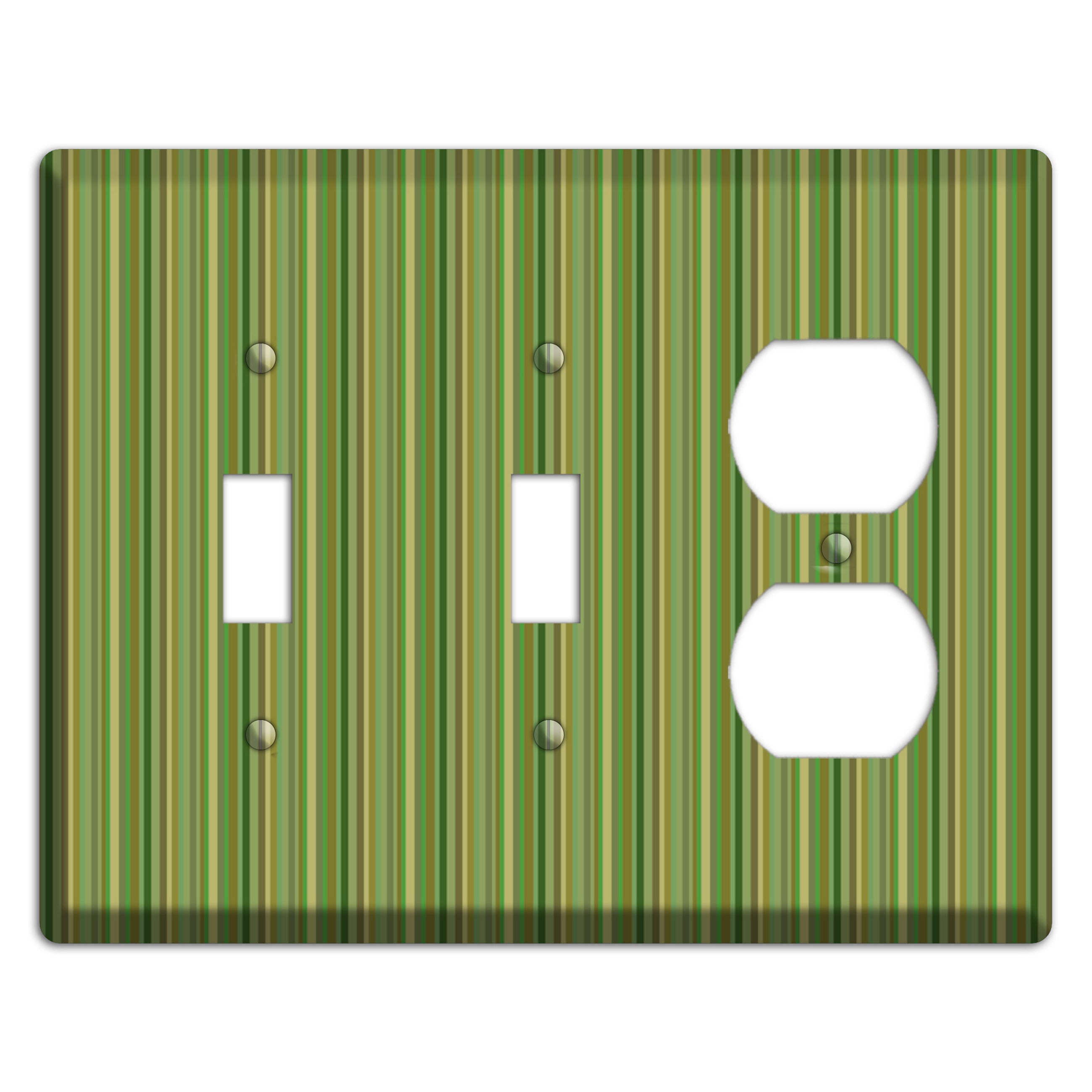 Multi Green Vertical Stripes 2 Toggle / Duplex Wallplate