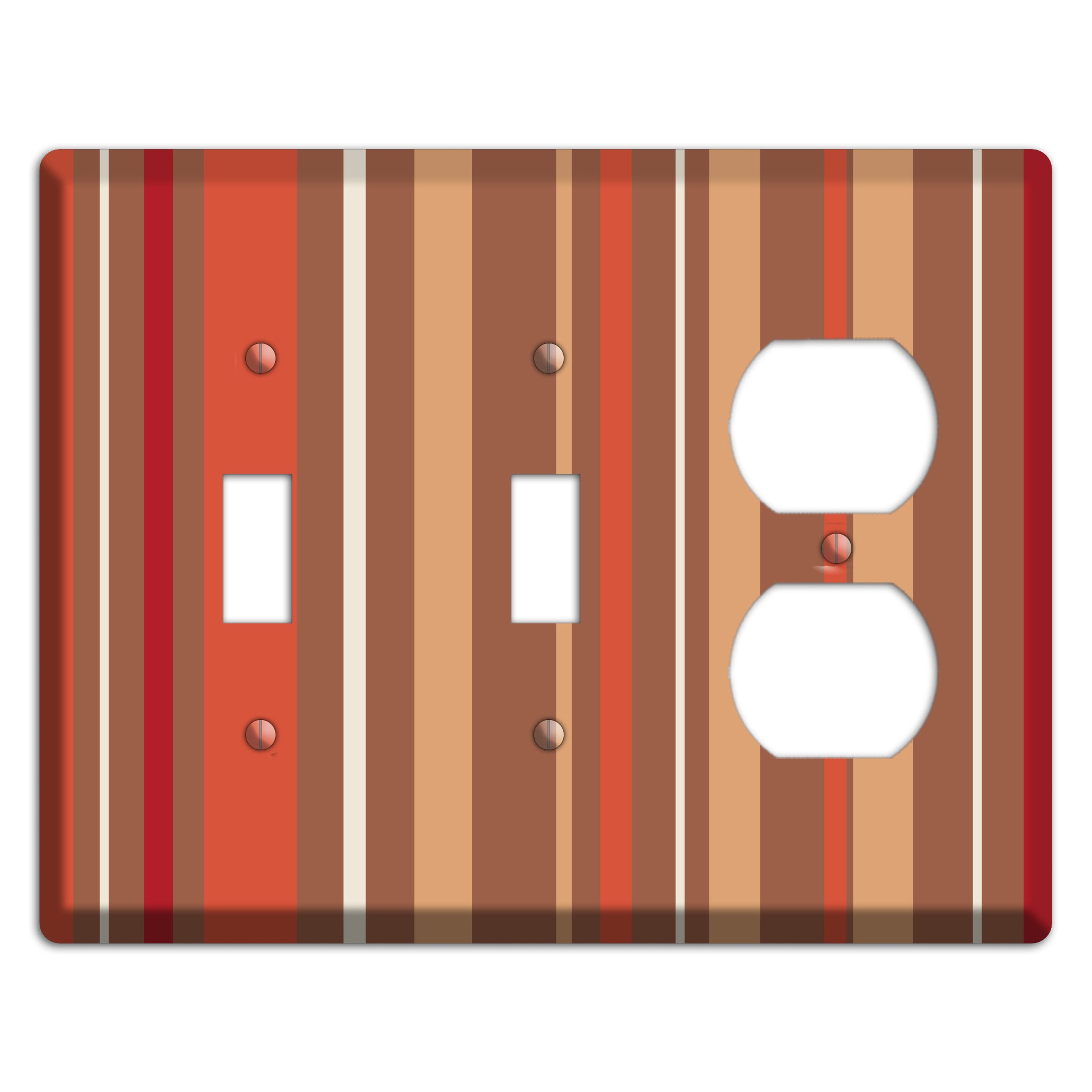 Multi Coral Vertical Stripe 2 Toggle / Duplex Wallplate