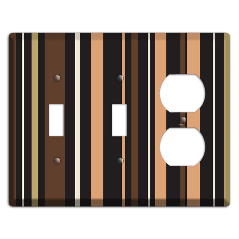 Multi Brown and Coral Vertical Stripe 2 Toggle / Duplex Wallplate