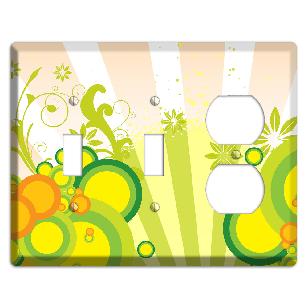Green Yellow Orange Retro Sprig 2 Toggle / Duplex Wallplate