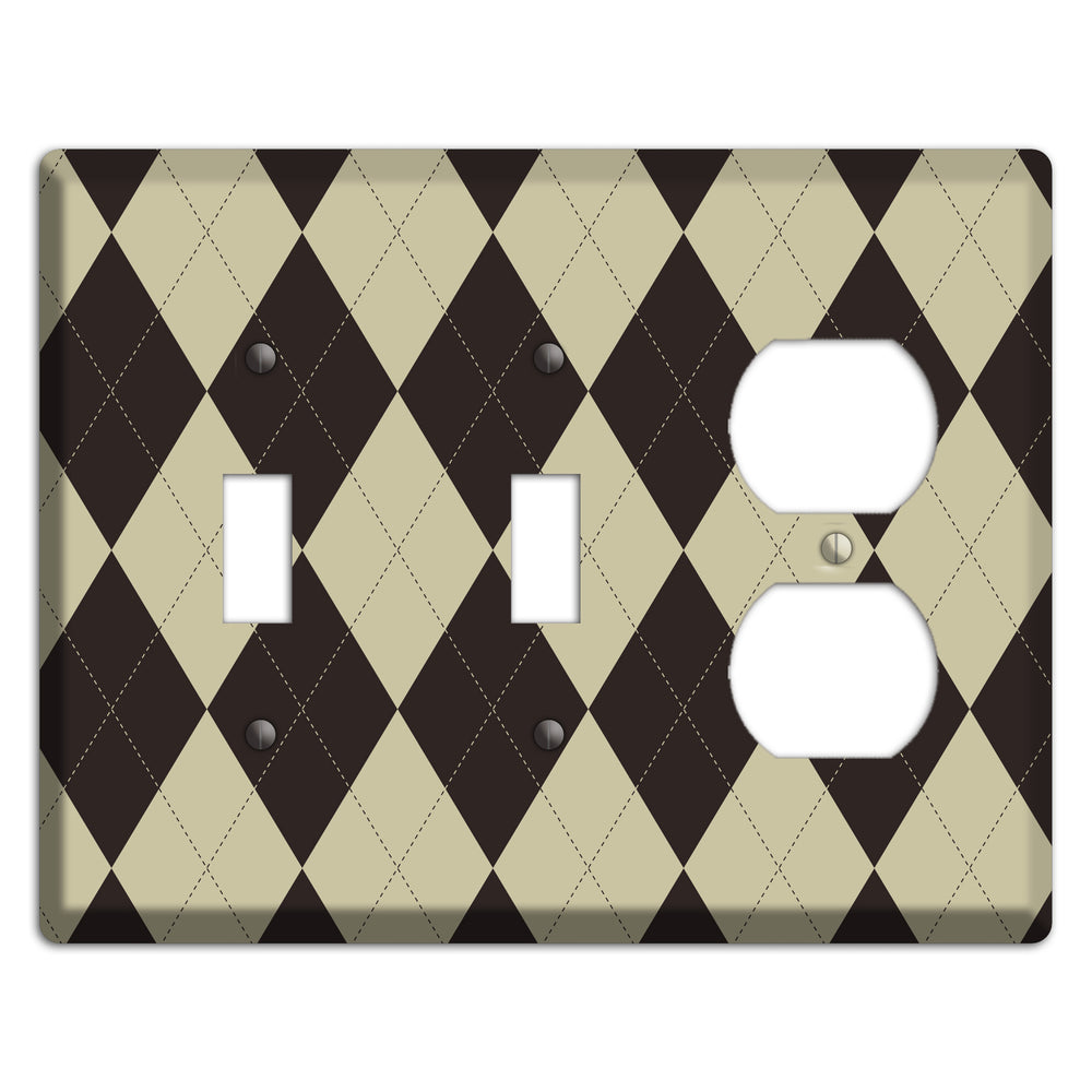 Beige and Black Argyle 2 Toggle / Duplex Wallplate