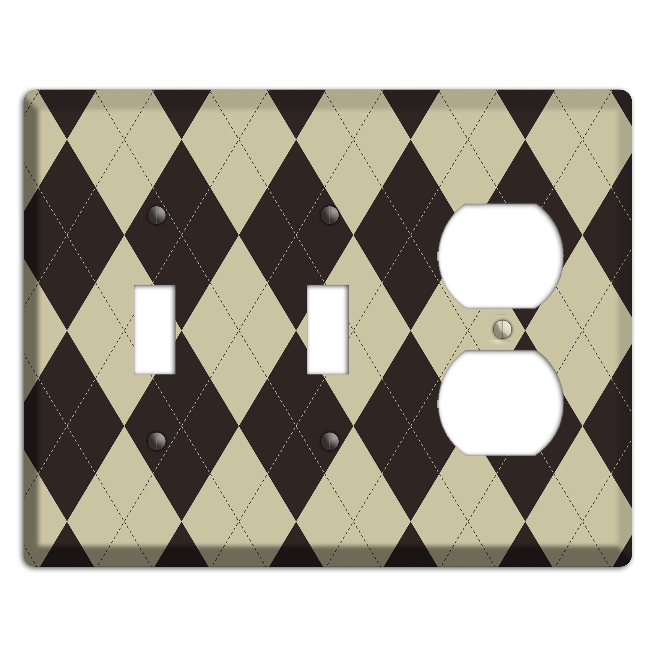 Beige and Black Argyle 2 Toggle / Duplex Wallplate