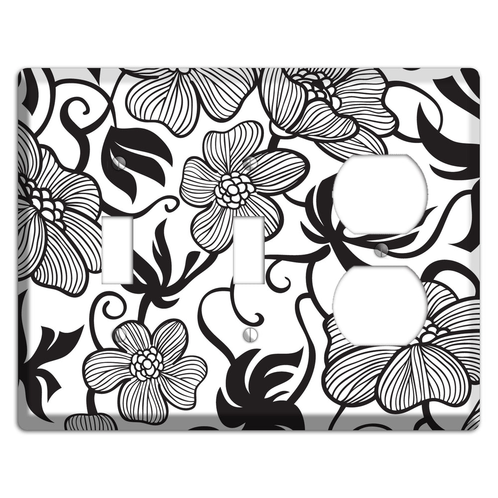 White with Black Tropical 2 Toggle / Duplex Wallplate
