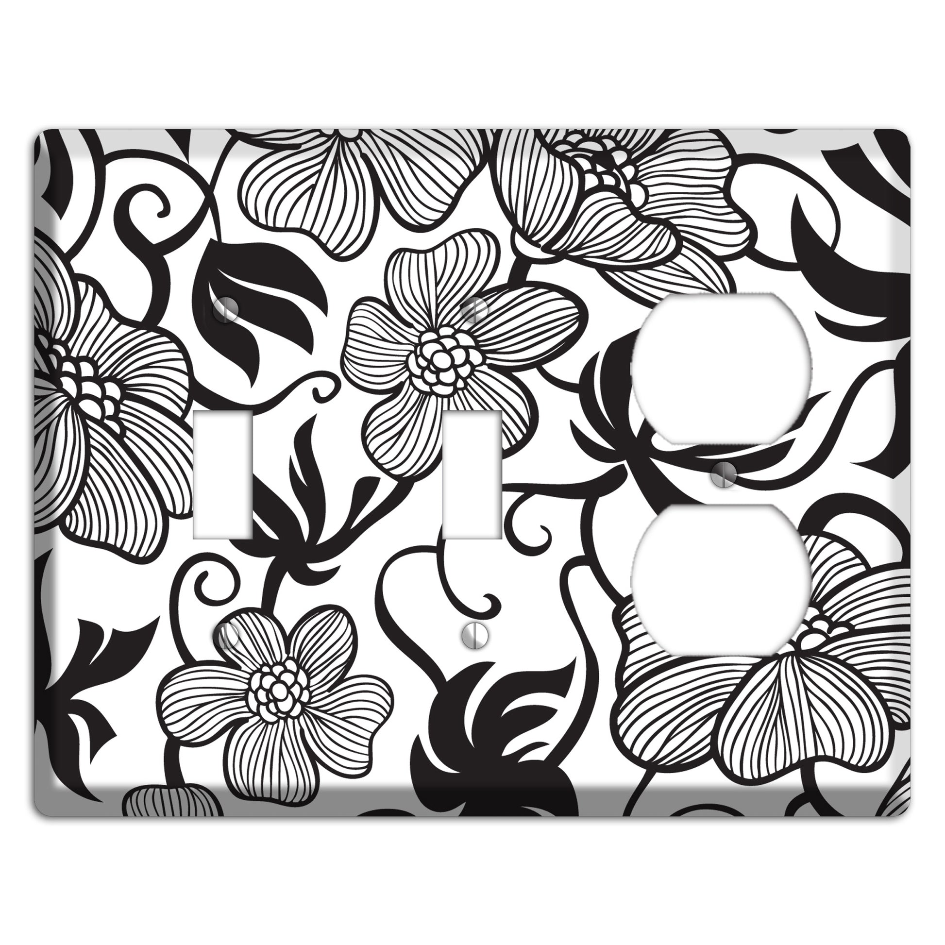 White with Black Tropical 2 Toggle / Duplex Wallplate