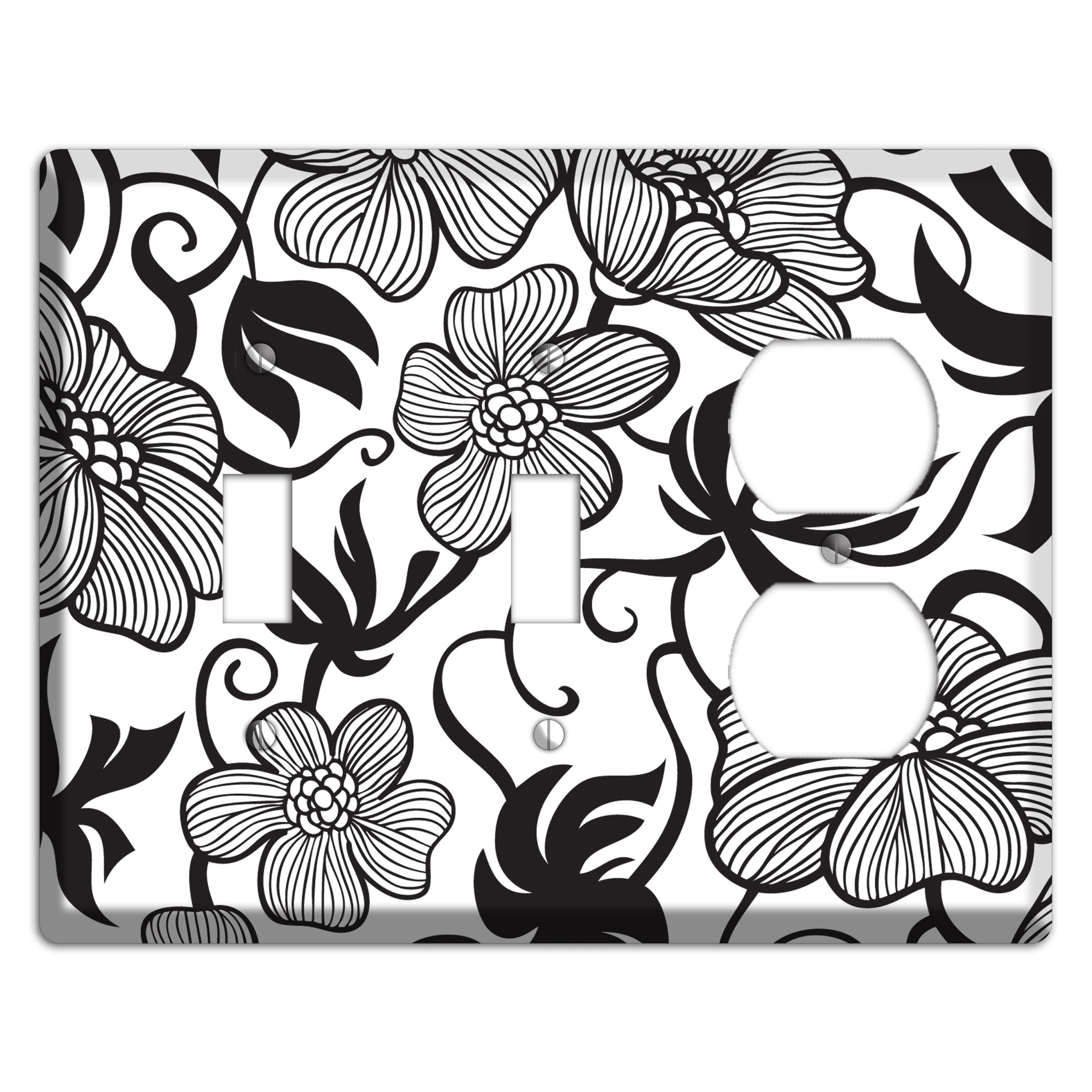 White with Black Tropical 2 Toggle / Duplex Wallplate