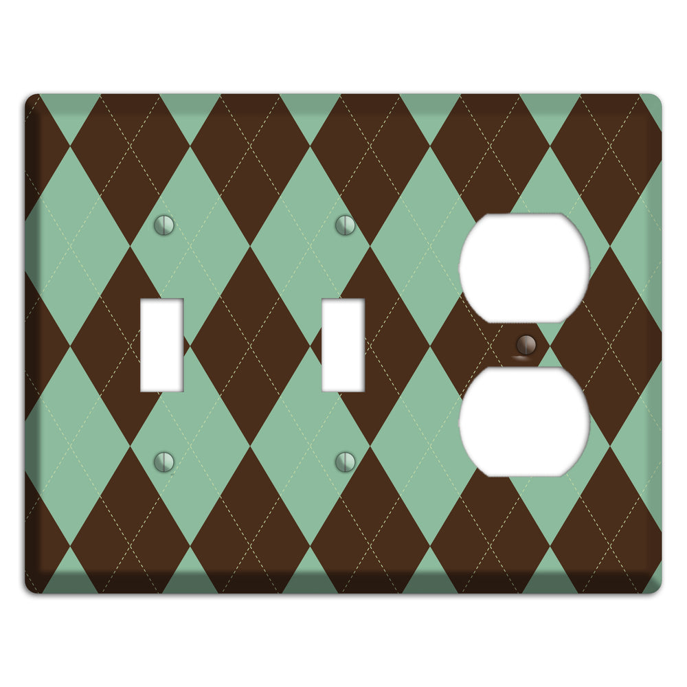 Green and Brown Argyle 2 Toggle / Duplex Wallplate