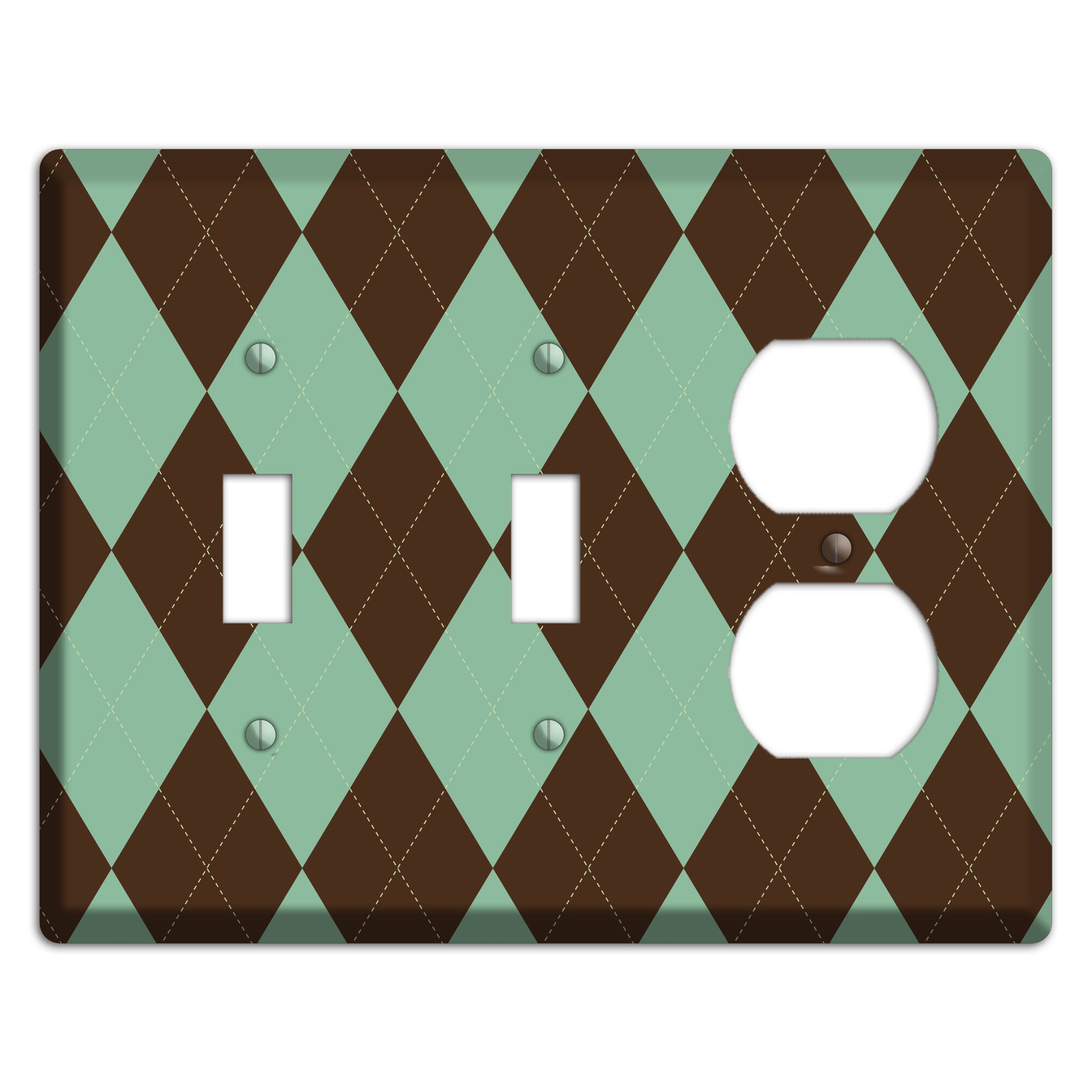 Green and Brown Argyle 2 Toggle / Duplex Wallplate