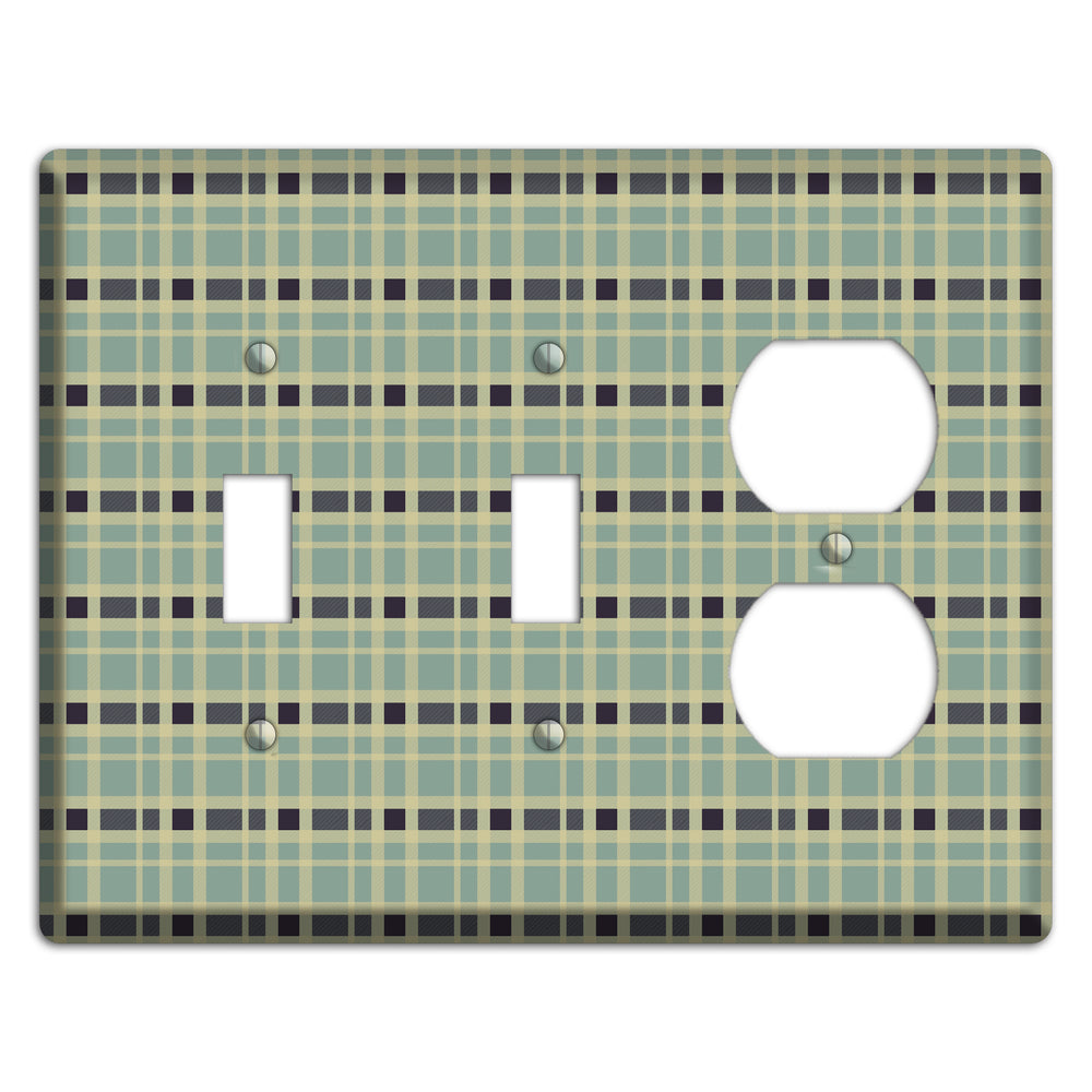 Sage and Black Plaid 2 Toggle / Duplex Wallplate