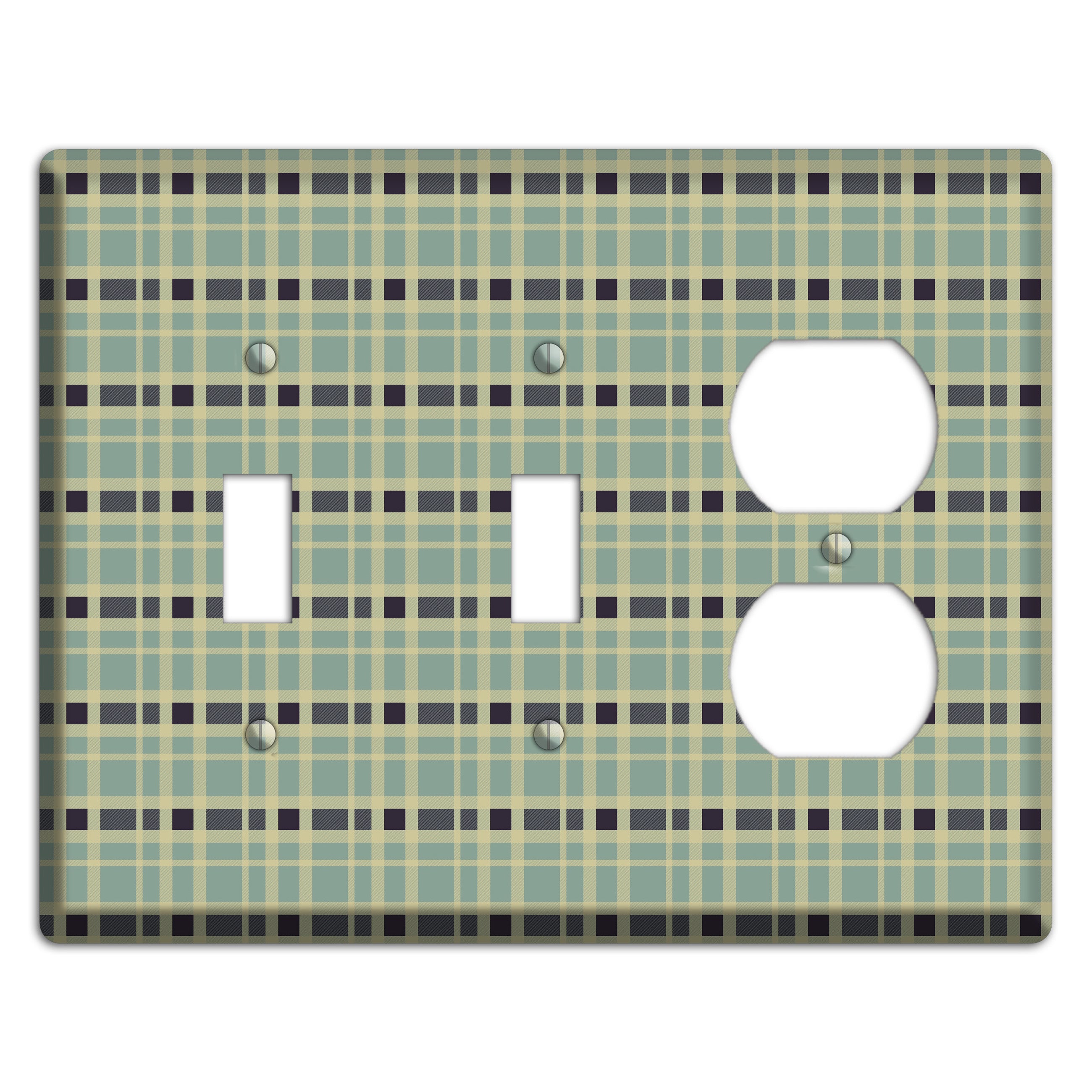 Sage and Black Plaid 2 Toggle / Duplex Wallplate