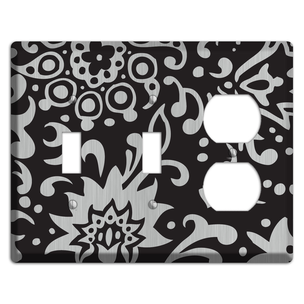 Black Boteh Stainless Steel 2 Toggle / Duplex Wallplate