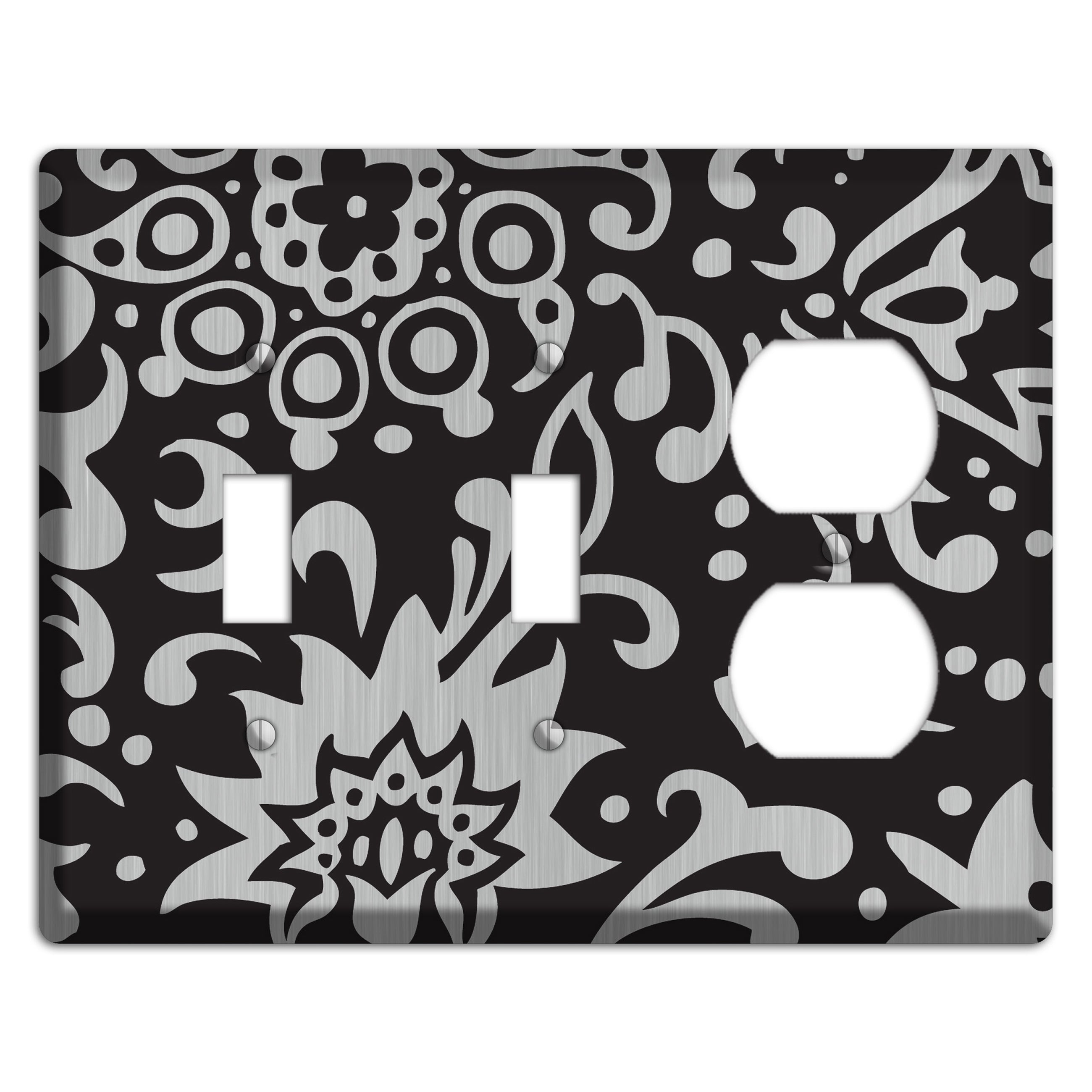 Black Boteh  Stainless 2 Toggle / Duplex Wallplate