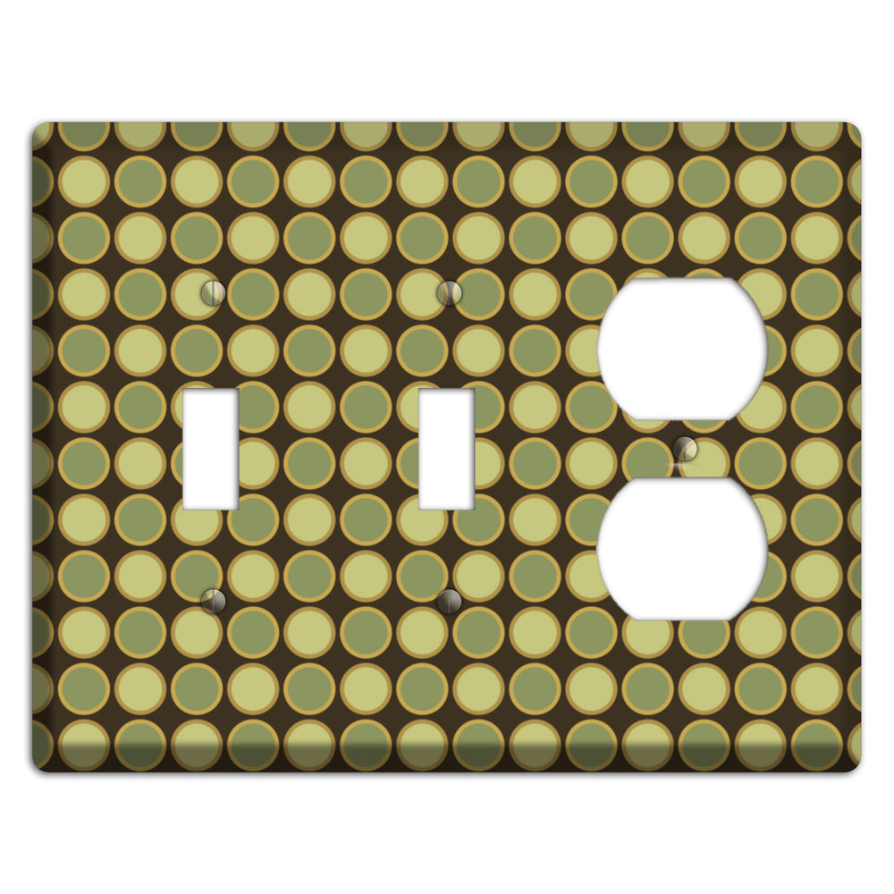 Dark Grey with Multi Olive Tiled Dots 2 Toggle / Duplex Wallplate