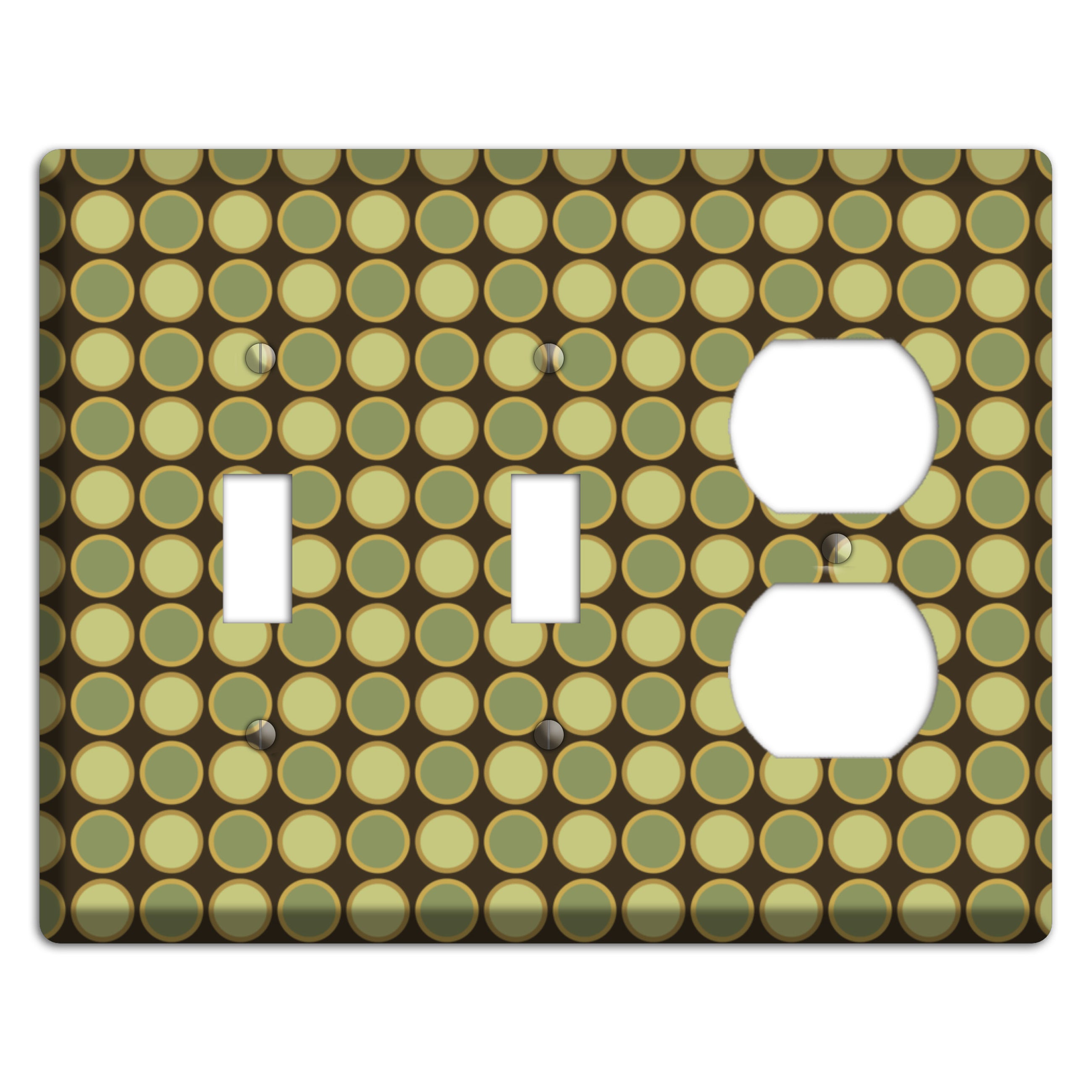 Dark Grey with Multi Olive Tiled Dots 2 Toggle / Duplex Wallplate