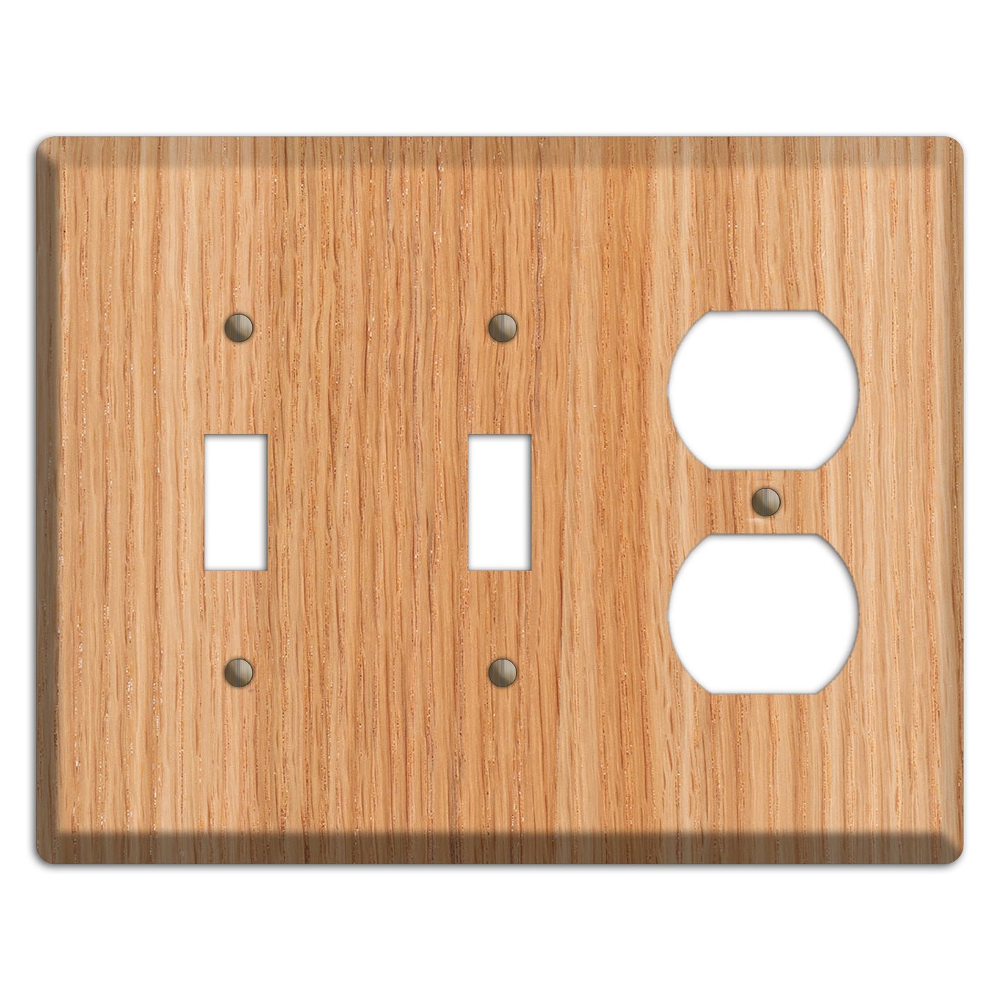 Unfinished Red Oak Wood 2 Toggle / Duplex Outlet Cover Plate