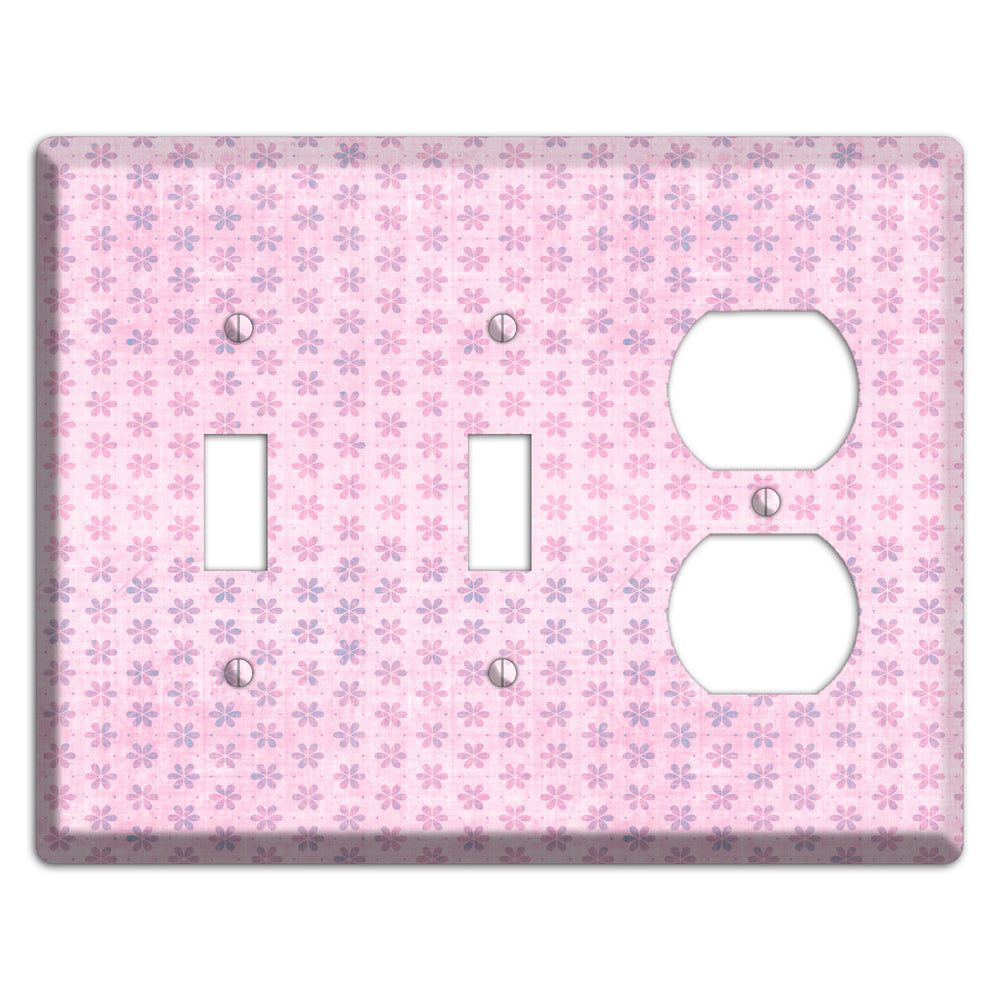 Pink Grunge Floral Contour 2 Toggle / Duplex Wallplate