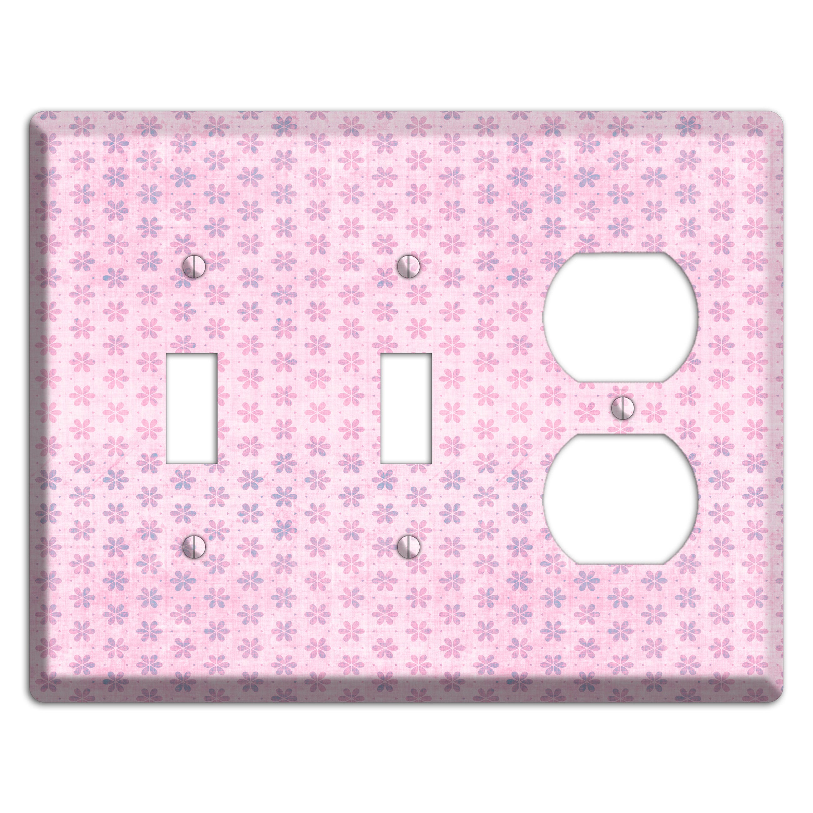 Pink Grunge Floral Contour 2 Toggle / Duplex Wallplate