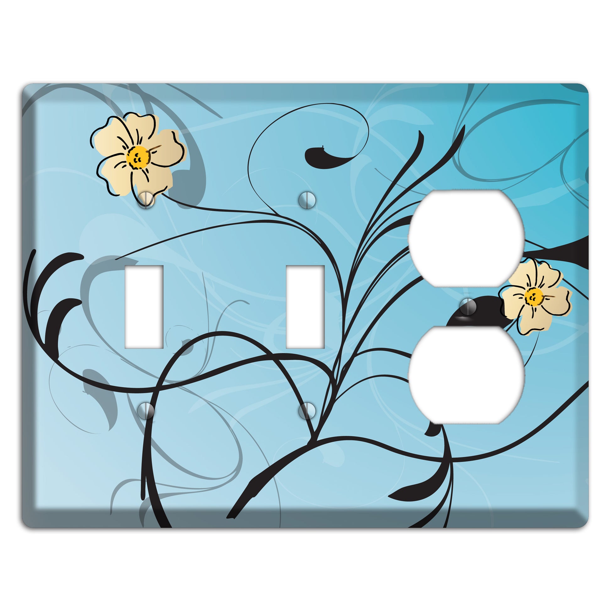 Blue Flower with Swirl 2 Toggle / Duplex Wallplate