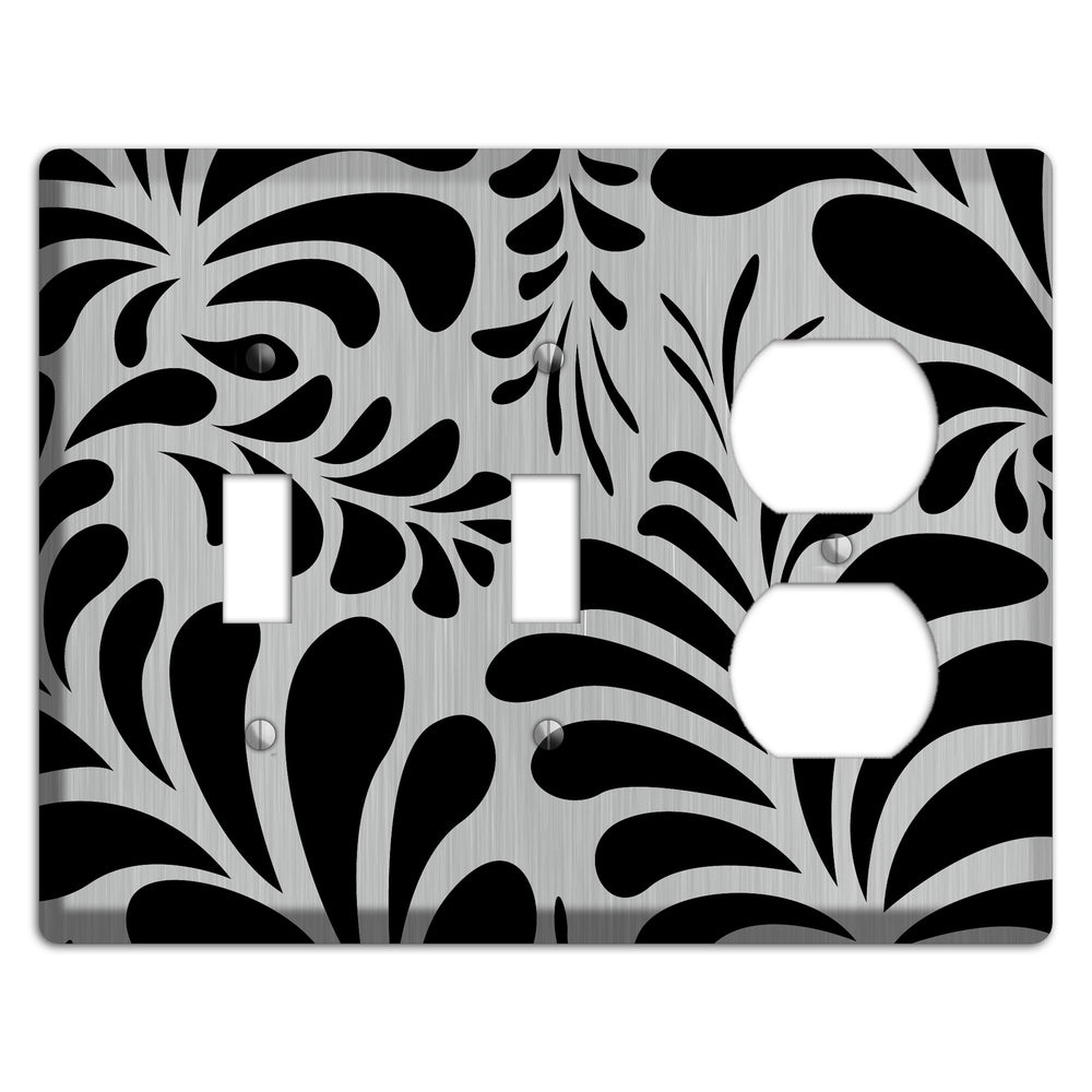 Black Herati Stainless Steel 2 Toggle / Duplex Wallplate