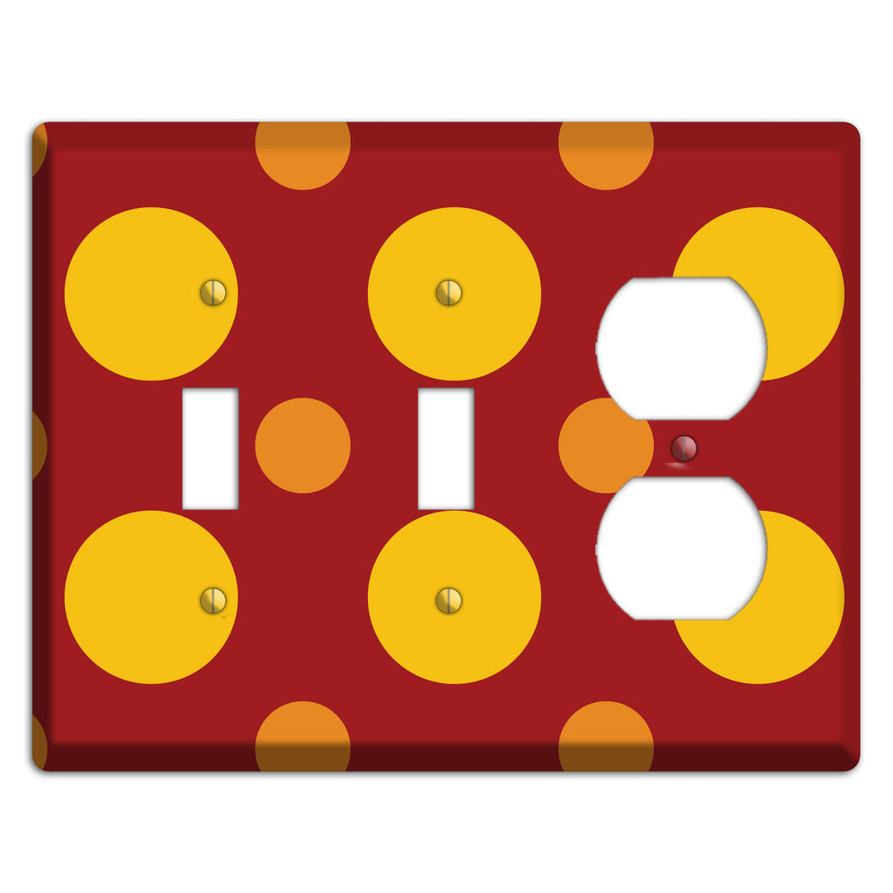 Red with Multi Orange Multi Medium Polka Dots 2 Toggle / Duplex Wallplate